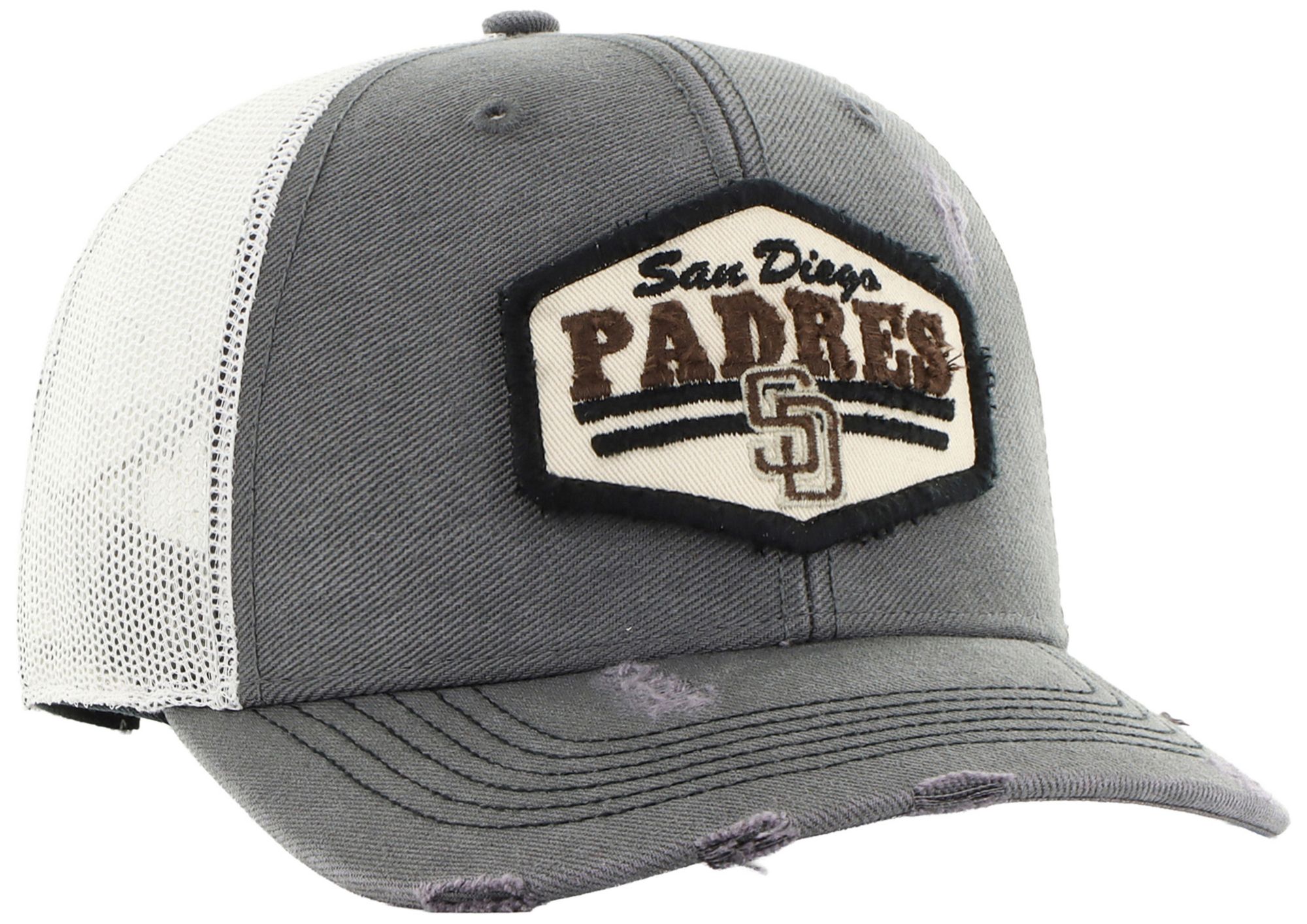 '47 Adult San Diego Padres Black Salvage Adjustable Trucker Hat product image