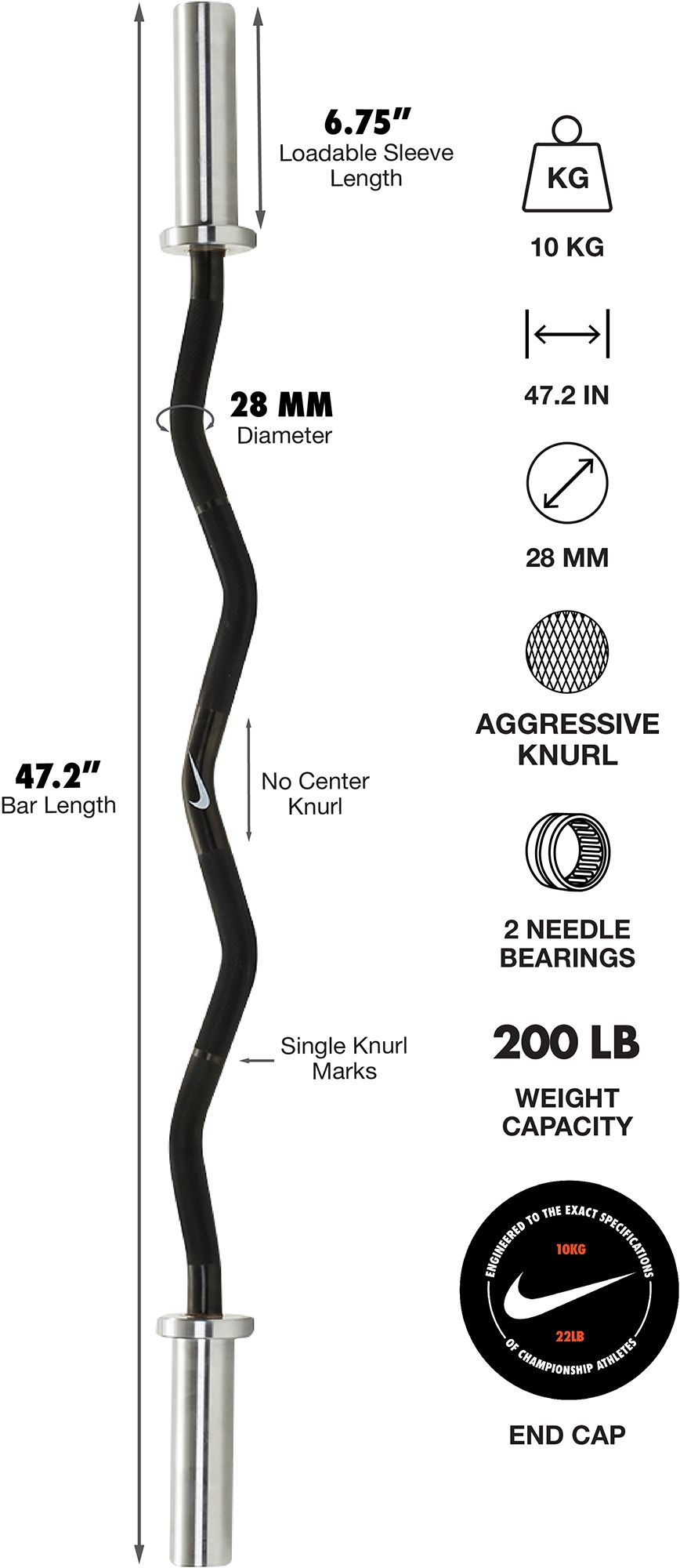 Nike Curl Bar – 10KG product image