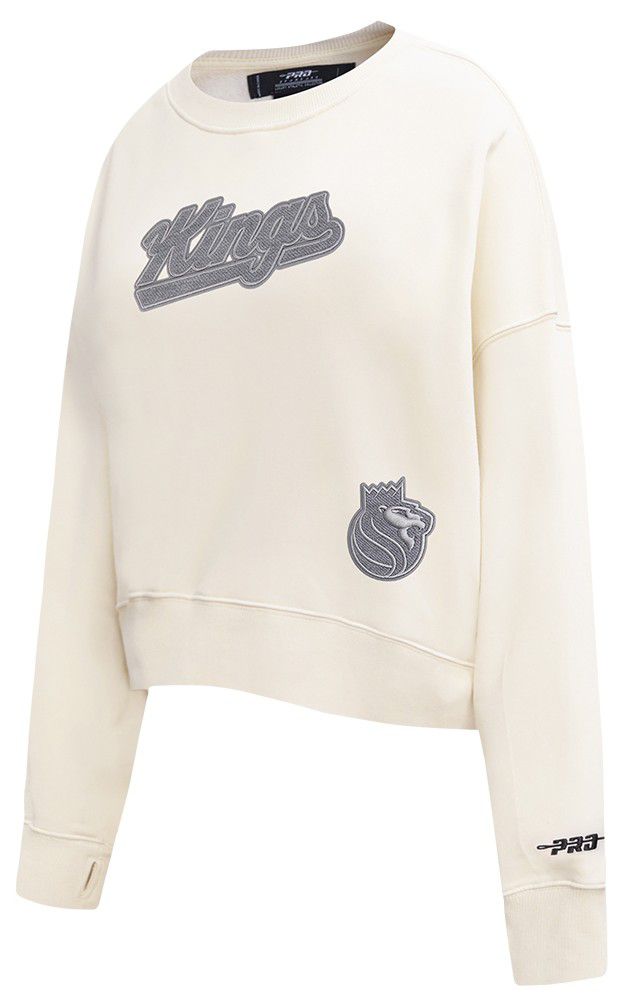 Pro Standard Women's Sacramento Kings Off White Reverse French Terry Crewneck Sweatshirt product image