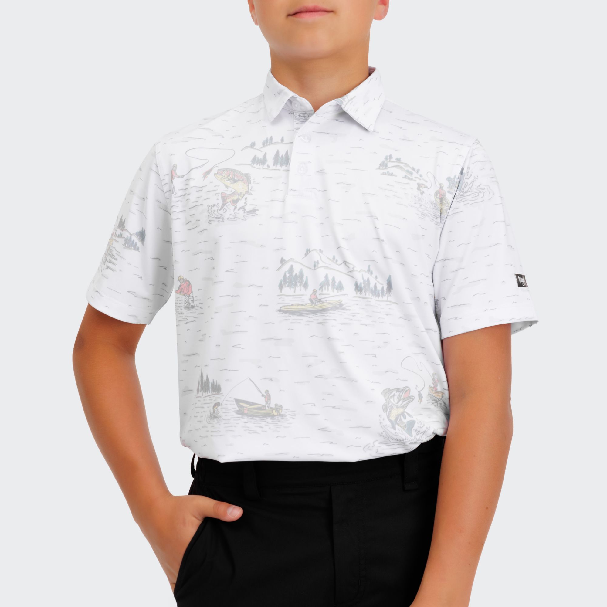 Waggle Boys' Tight Lines Golf Polo product image