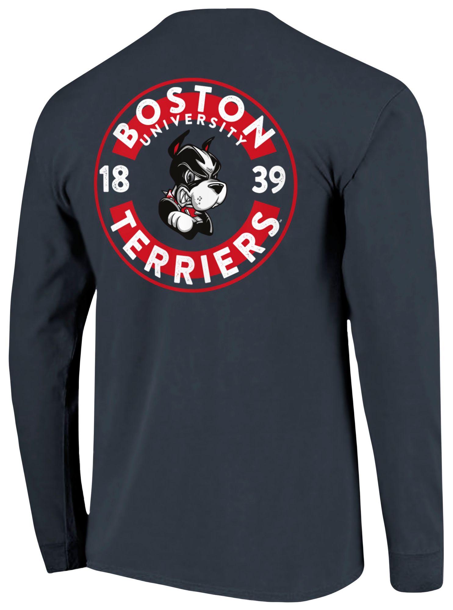 Image One Men's Boston Terriers Blue Mascot Circle Long-Sleeve T-Shirt product image