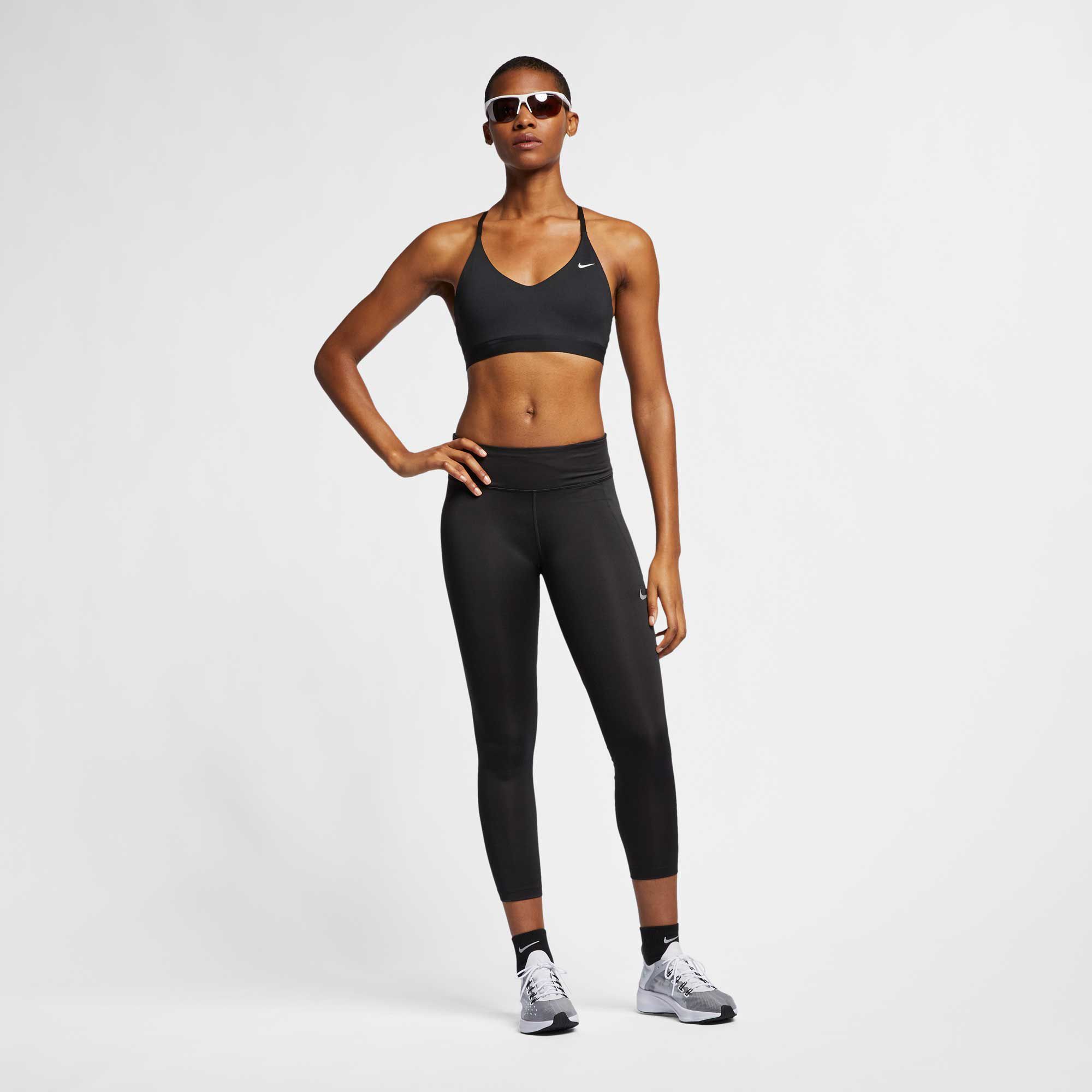 nike running fast cropped leggings in black and orange