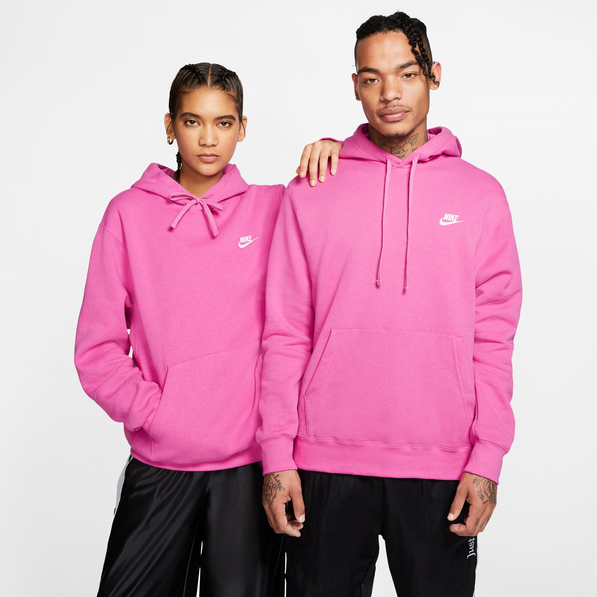 nike club fleece hoodie pink