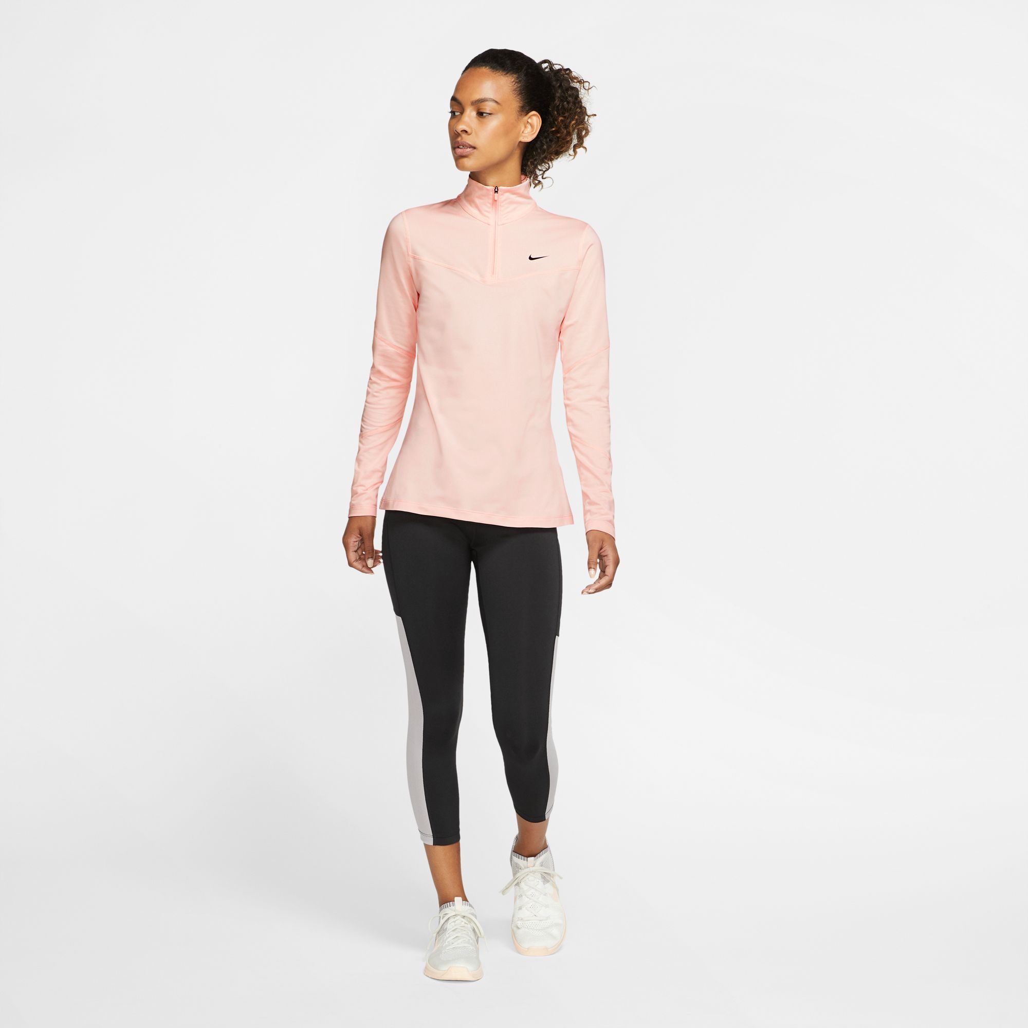 nike women's pro warm half zip long sleeve shirt