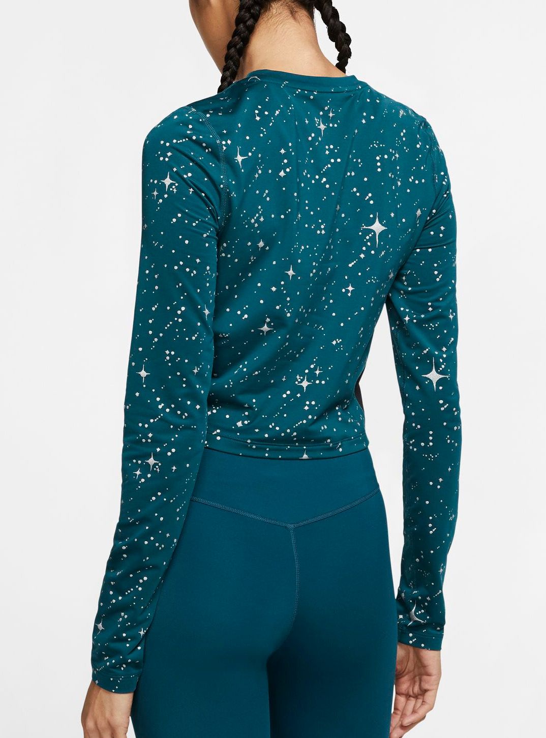 nike women's pro warm starry night cropped long sleeve shirt