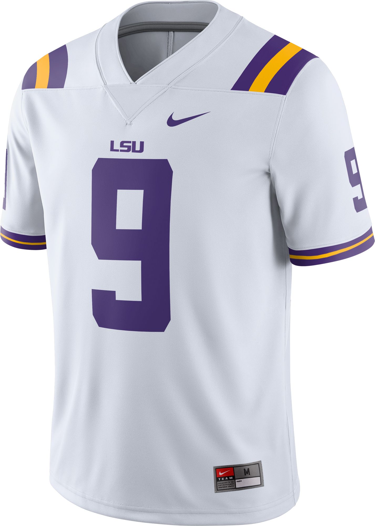 Nike Men's Joe Burrow LSU Tigers #9 Dri-FIT Game Football White Jersey