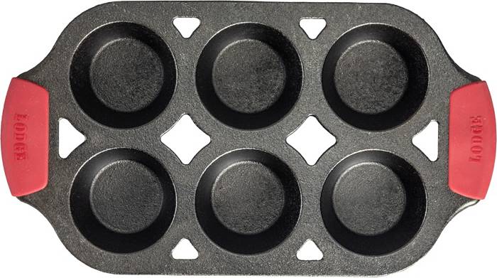 Lodge Muffin Pan, Seasoned Cast Iron, L5P3, with 6 impressions 
