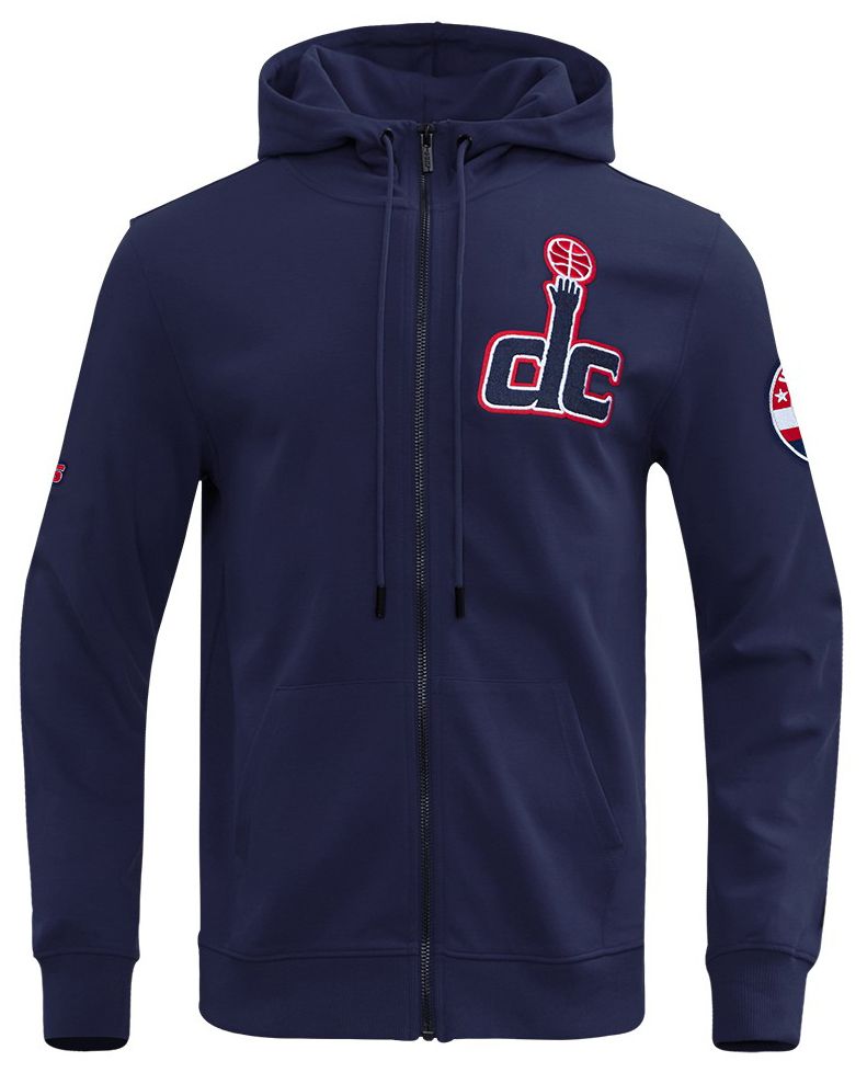 Pro Standard Men's Washington Wizards Navy Classic Chenille Full Zip Hoodie product image