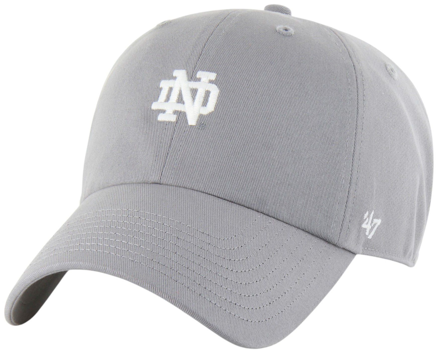 '47 Adult Notre Dame Fighting Irish Wolf Grey Foundational Clean Up Adjustable Hat product image