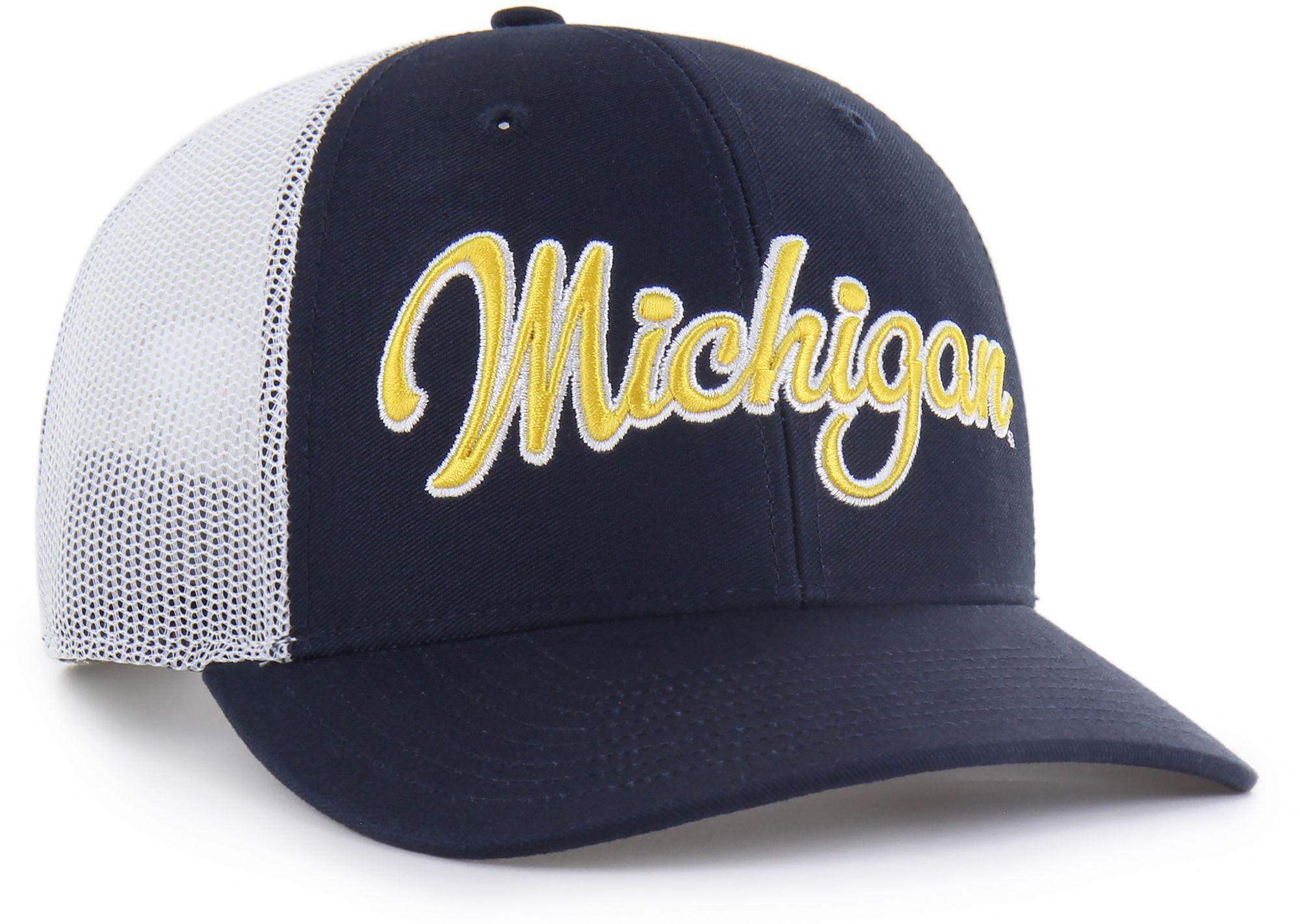 '47 Adult Michigan Wolverines Navy Overhand Adjustable Trucker Hat product image