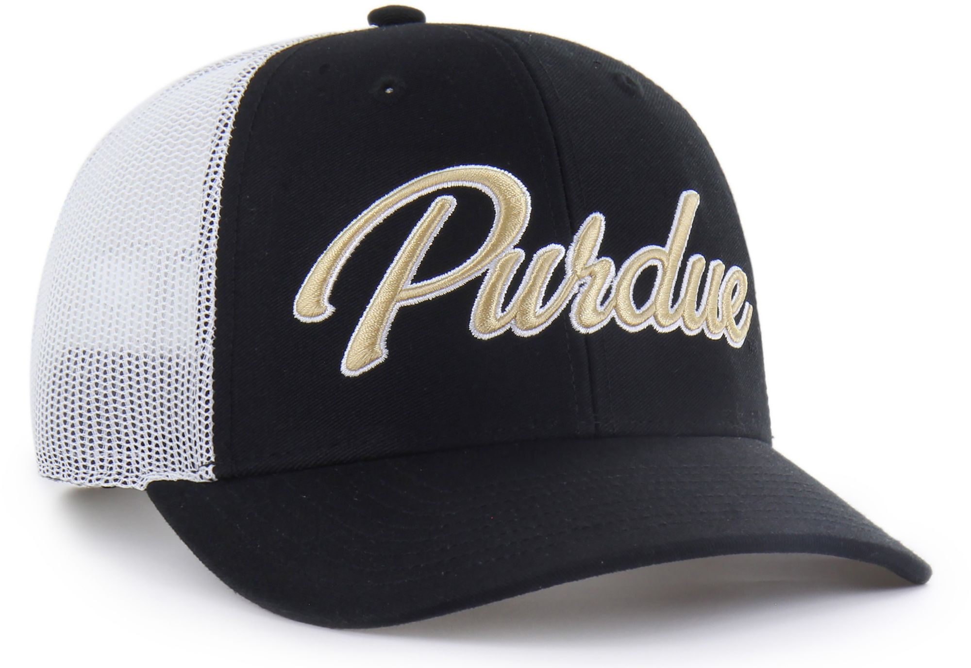 '47 Adult Purdue Boilermakers Black Overhand Adjustable Trucker Hat product image