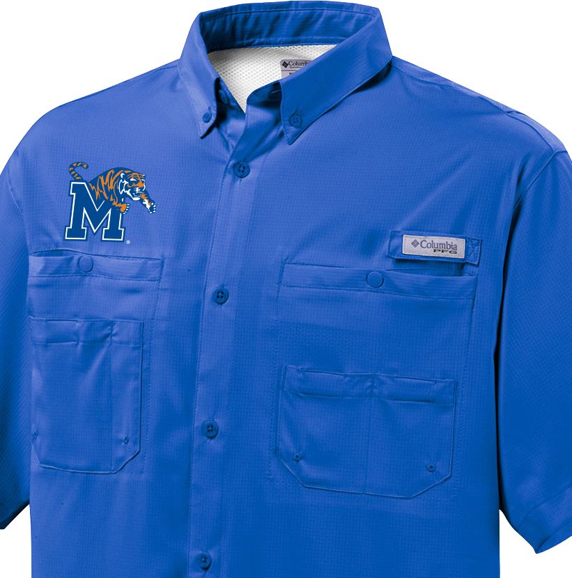 Columbia Men's Memphis Tigers Blue Button-Down Performance Short Sleeve Shirt product image
