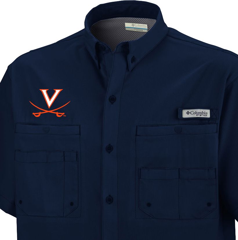 Columbia Men's Virginia Cavaliers Blue Button-Down Performance Short Sleeve Shirt product image