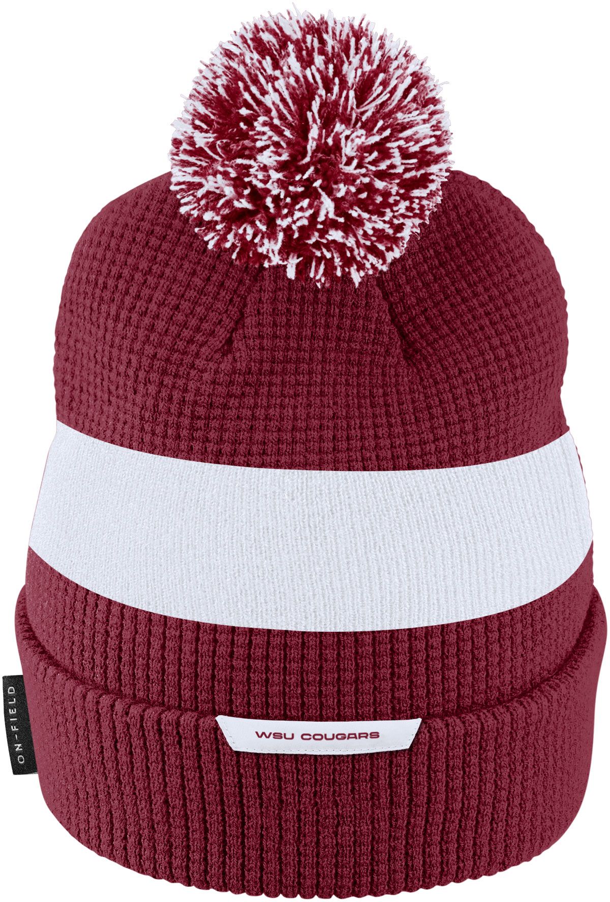 Nike Washington State Cougars Crimson Football Sideline Cuffed Pom Beanie