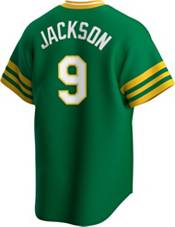 Nike Men's Oakland Athletics Reggie Jackson #9 Green Cooperstown V-Neck Pullover Jersey product image