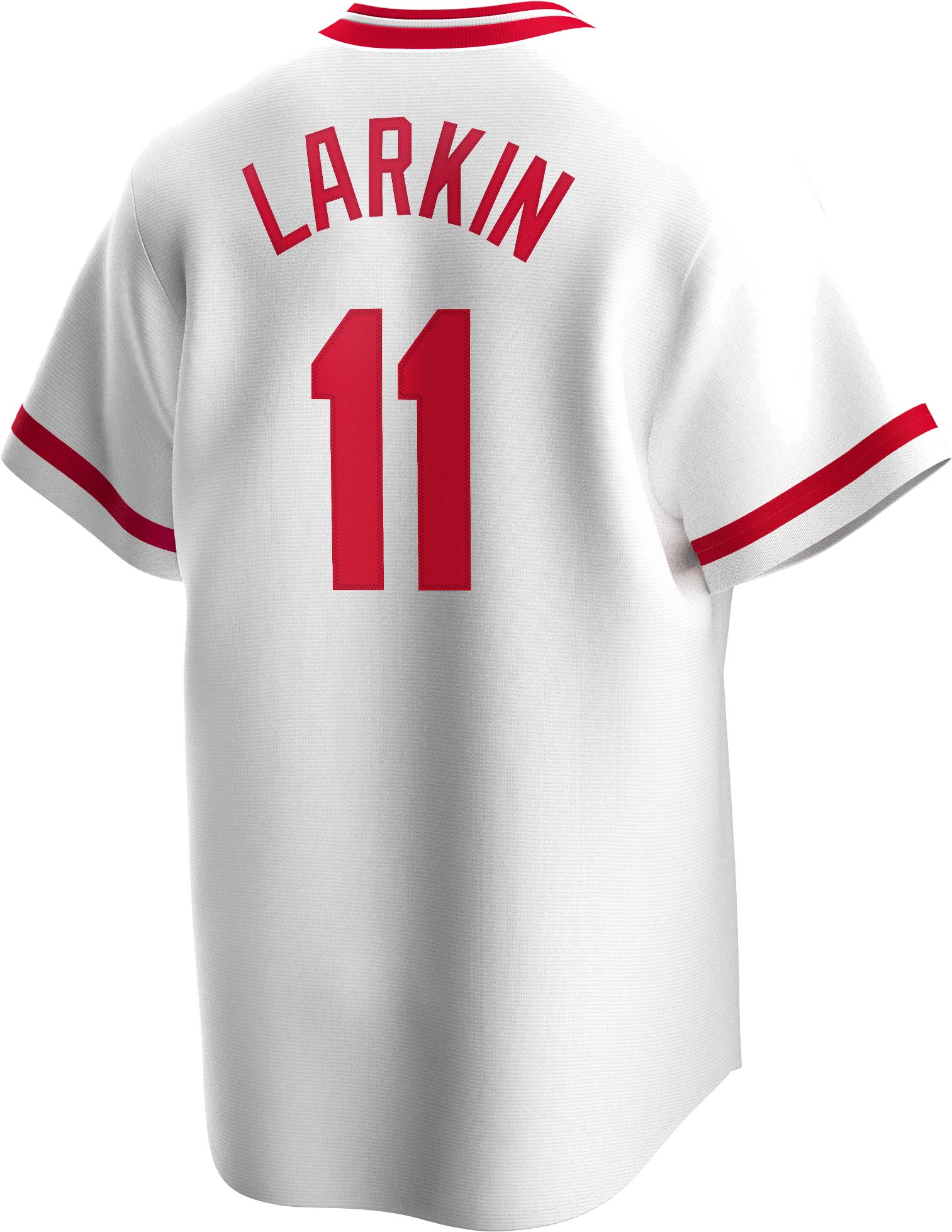 Nike Men's Cincinnati Reds Barry Larkin #11 White Cooperstown V-Neck Pullover Jersey product image