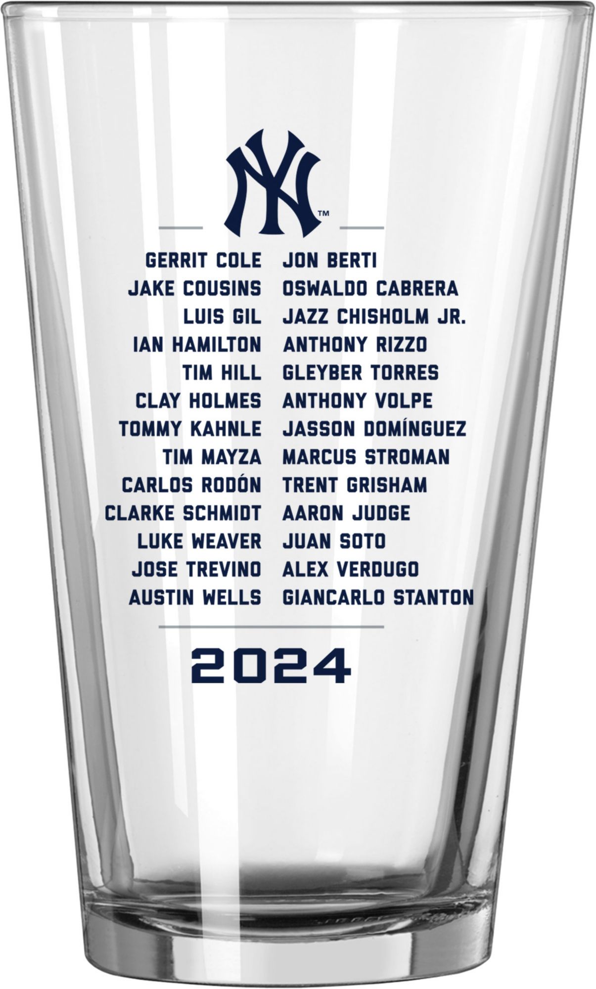 Logo 2024 World Series Bound New York Yankees Roster Pint Glass Dick