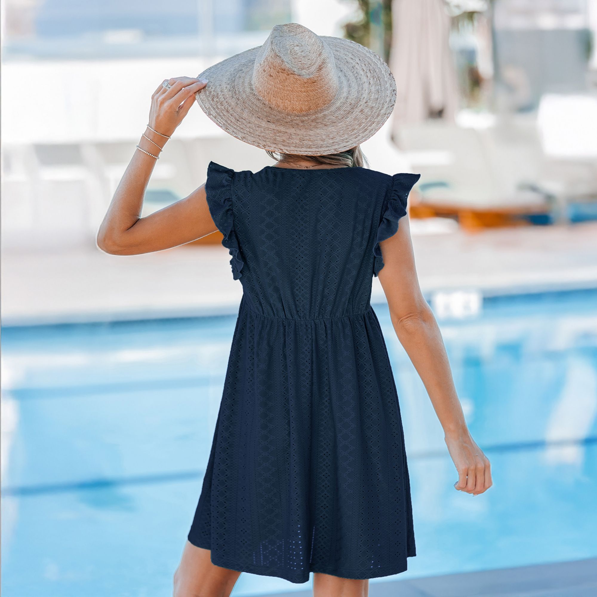 Cupshe Women's Eyelet Cover-up Mini Dress product image