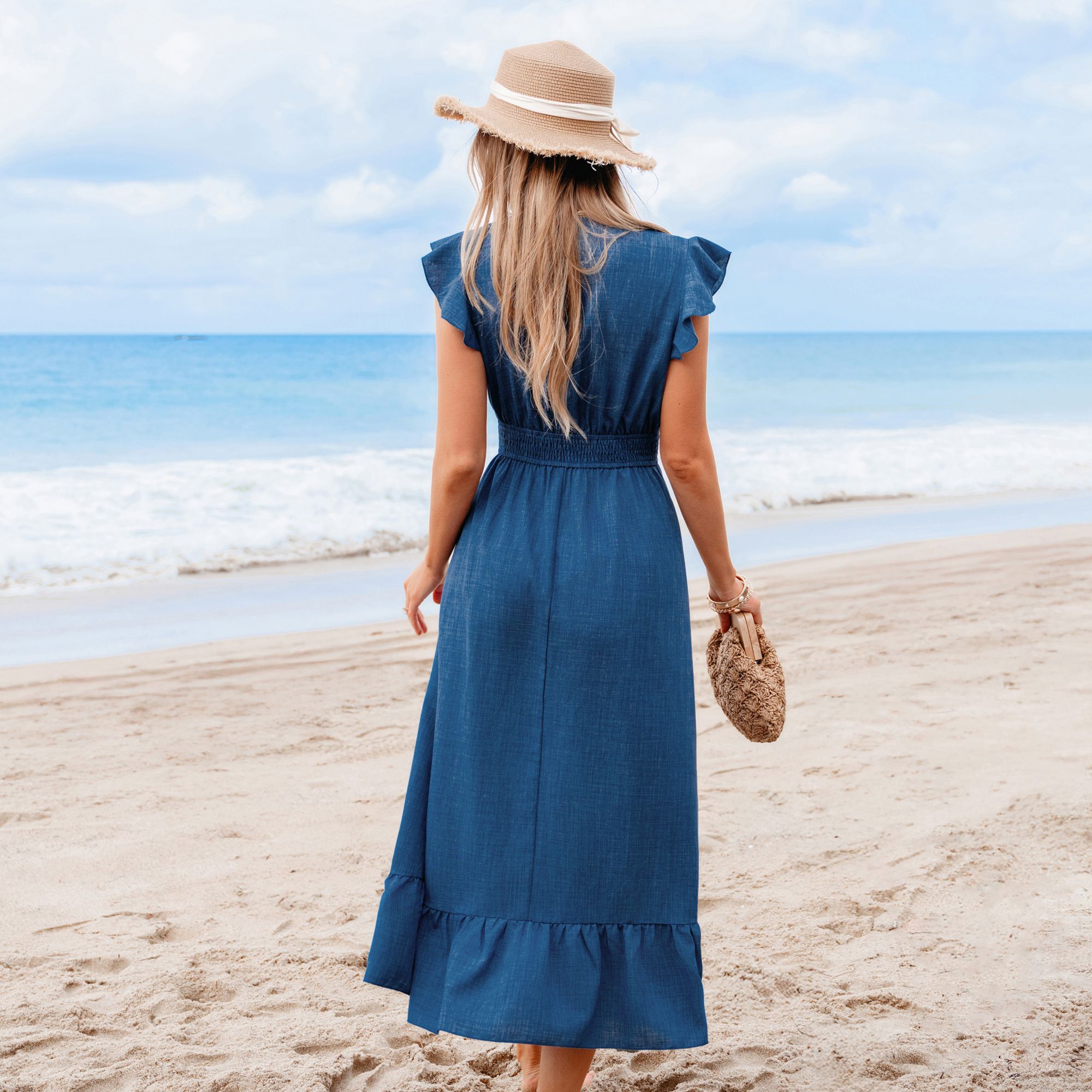 Cupshe Women's Smocked Waist Flowy Maxi Dress product image