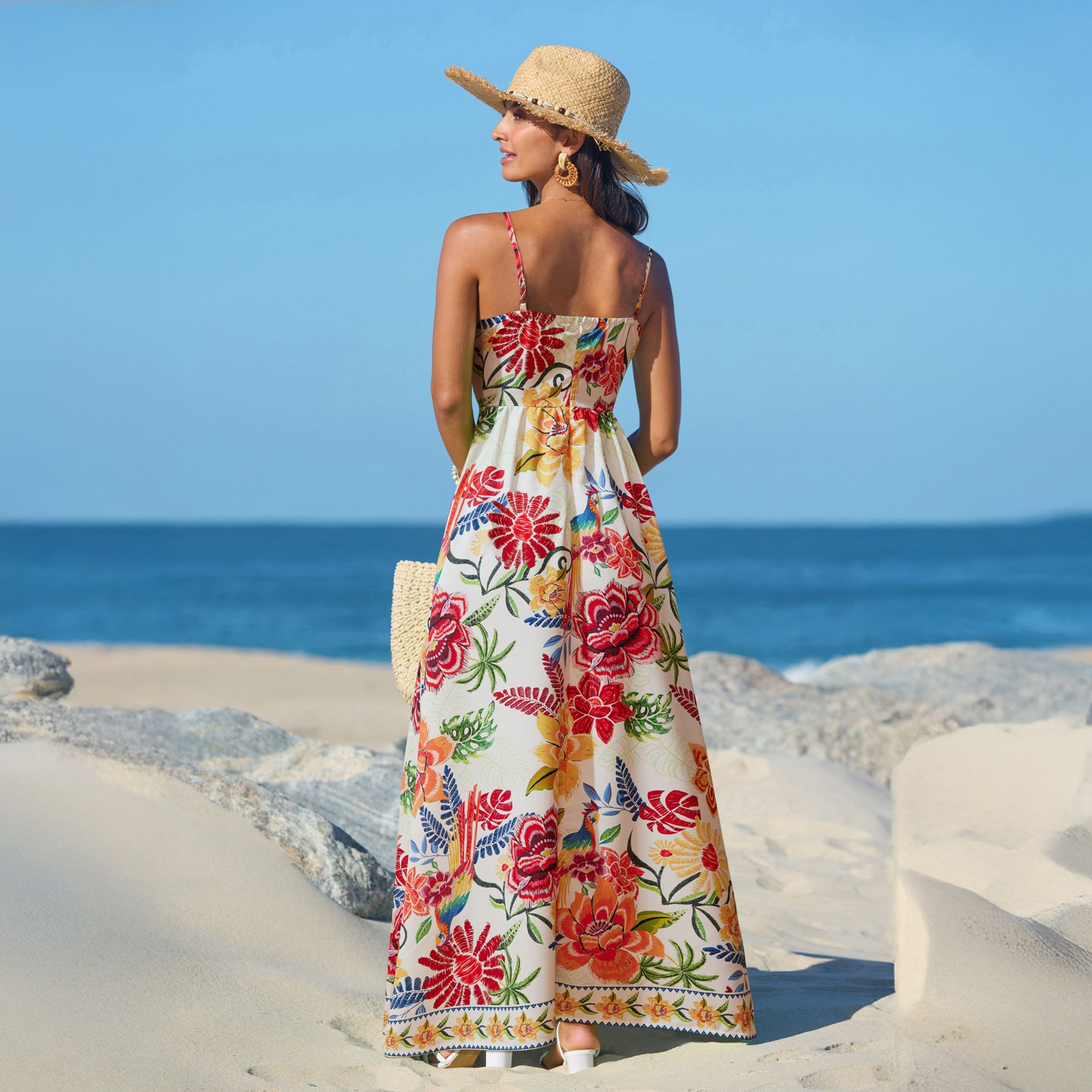 Cupshe Women's Chic Floral Print Tiered Maxi Dress product image