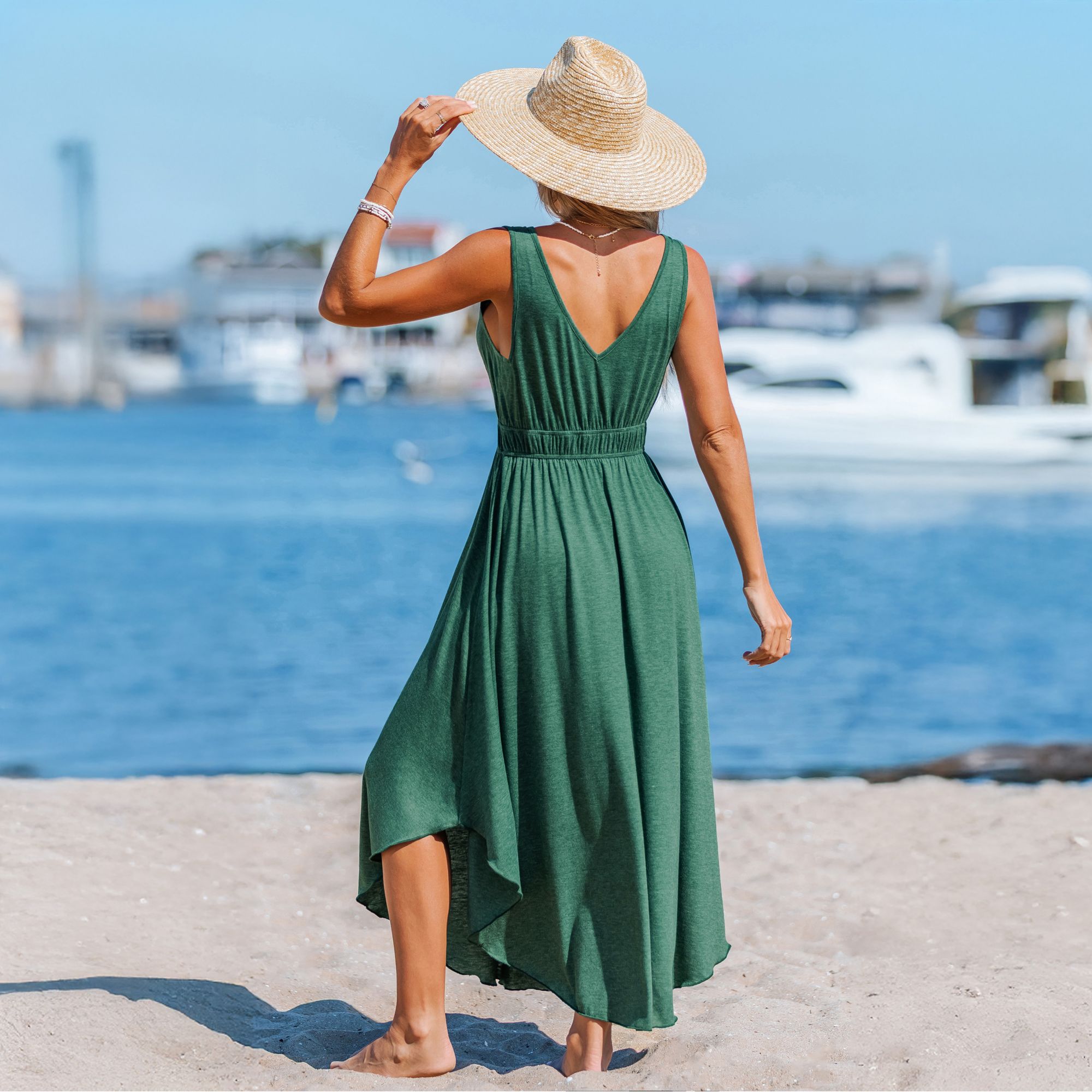 Cupshe Women's Ruched Waist Flowy Beach Maxi Dress product image