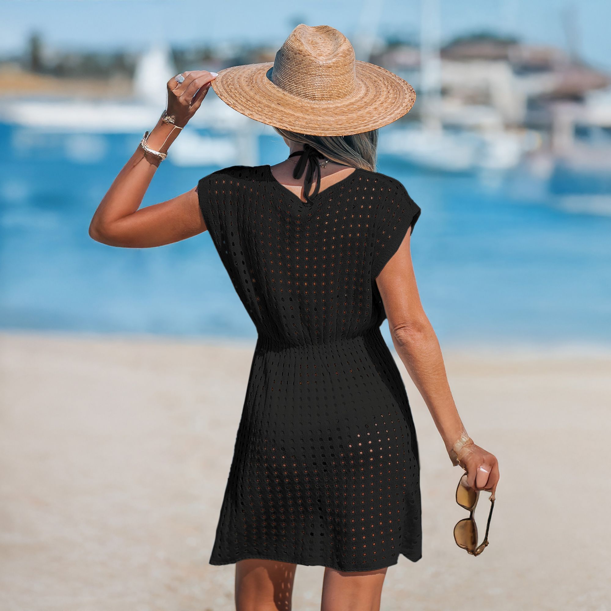 Cupshe Women's Dolman Sleeve Cutout Swim Cover-up product image