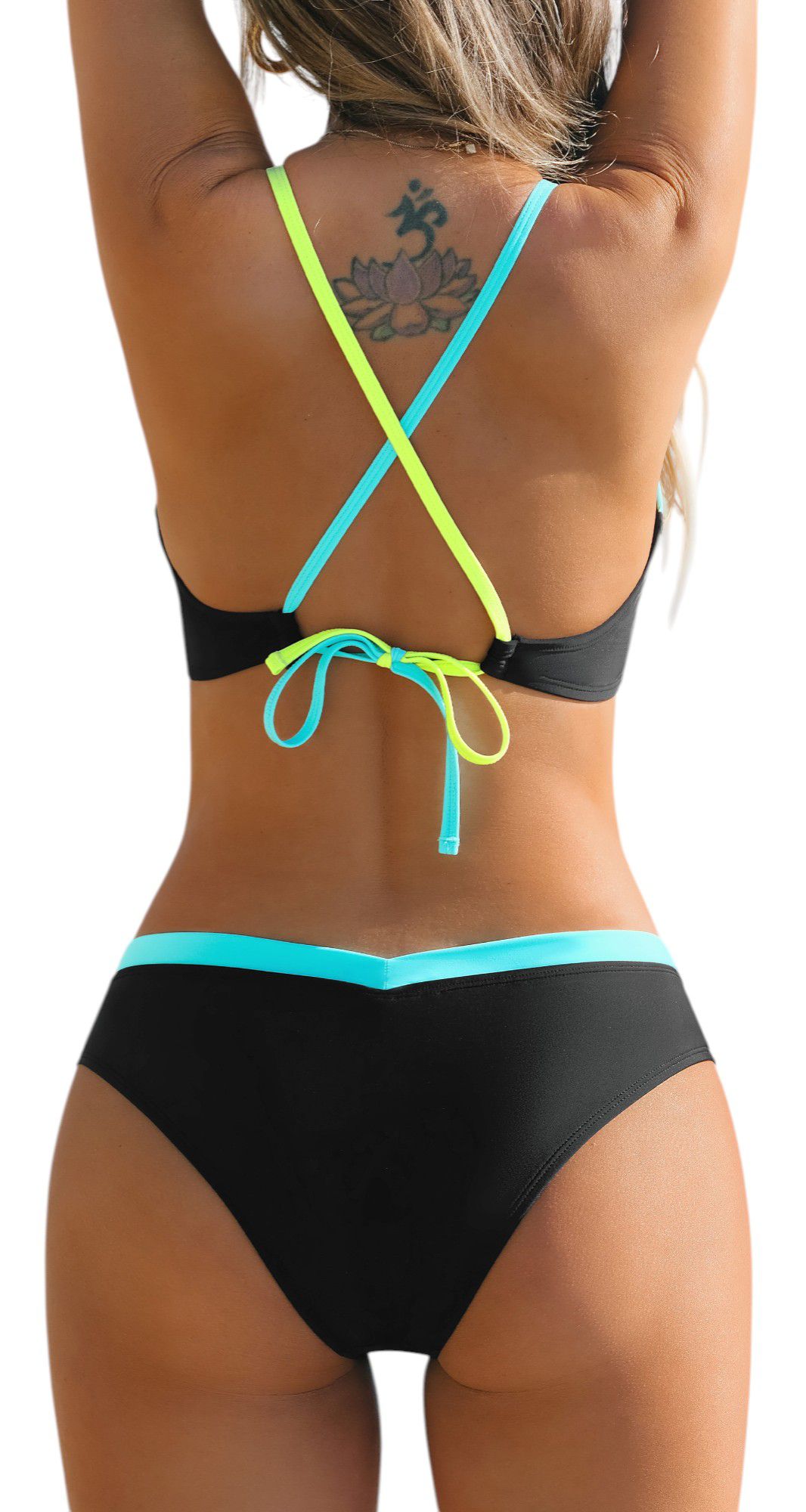 CUPSHE Women's Black Crossback Bikini Swimsuit Set product image