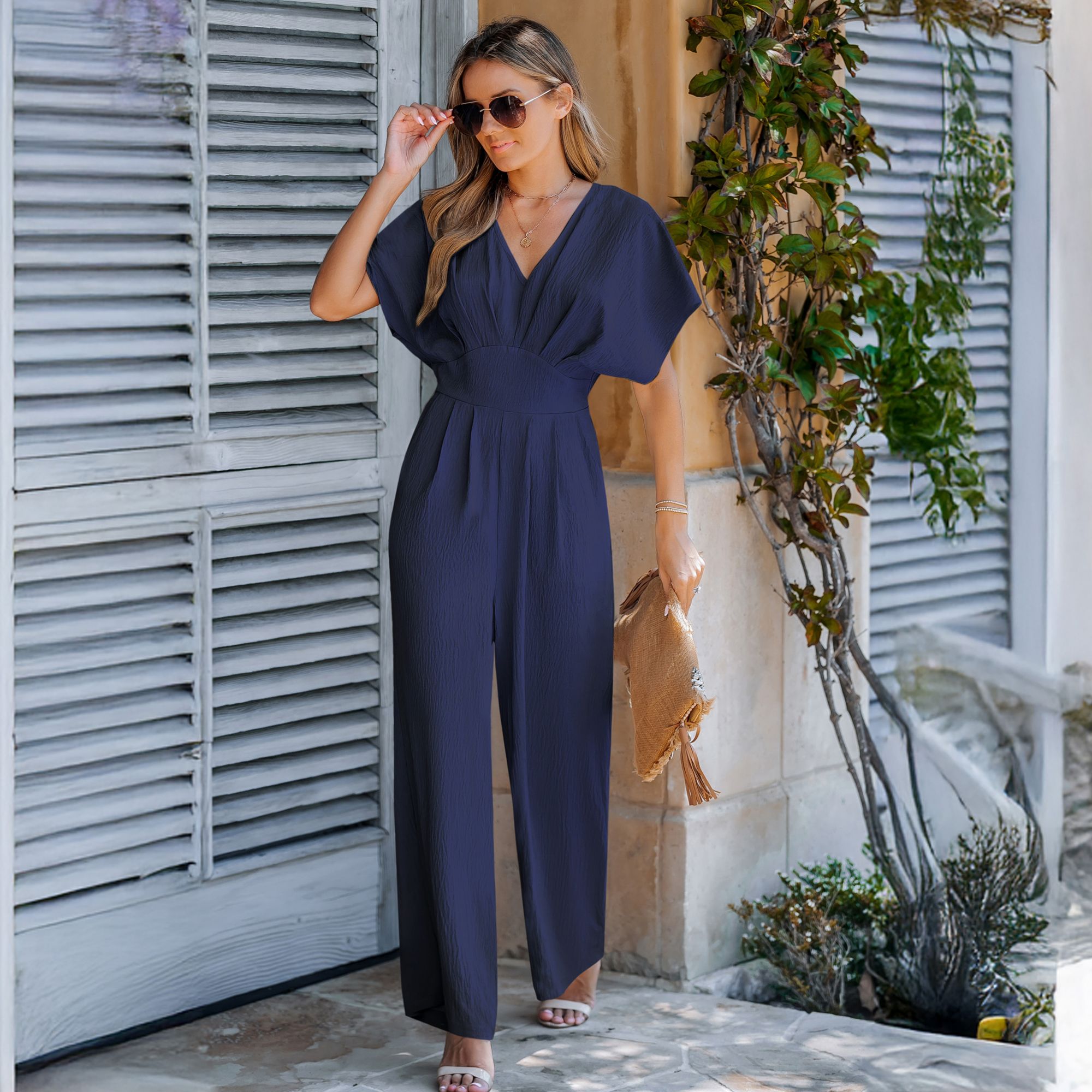 Cupshe Women's Surplice Neckline Wide Leg Jumpsuit product image