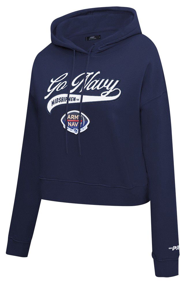 Pro Standard Women's Navy Midshipmen Midnight Navy Cropped Hoodie product image