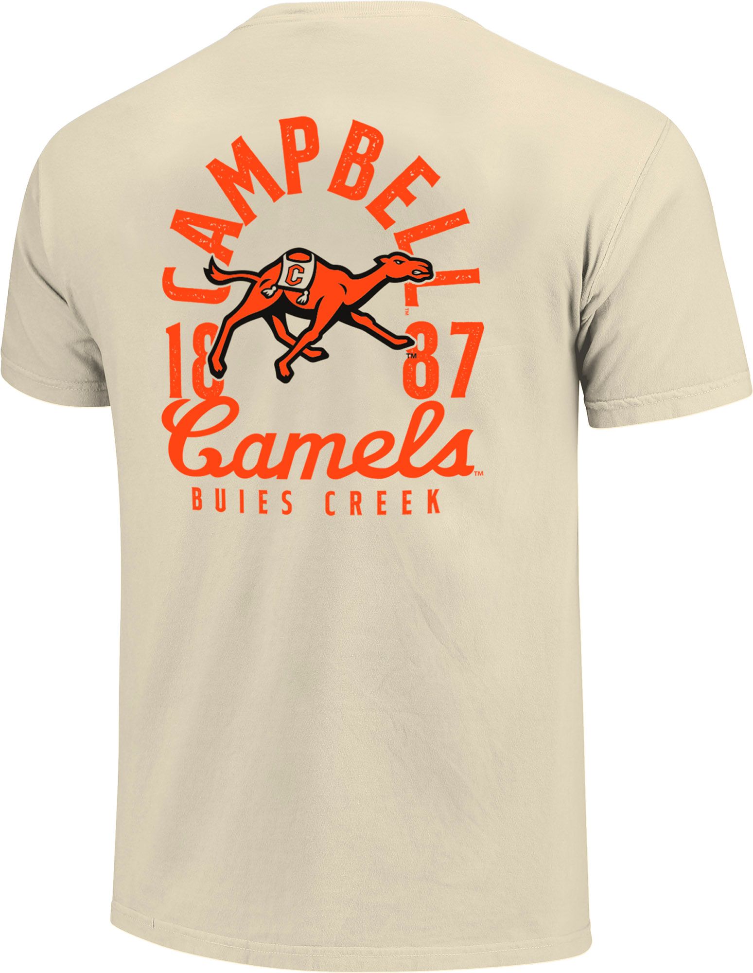 Image One Men's Campbell Fighting Camels Ivory Mascot Overlay T-Shirt product image