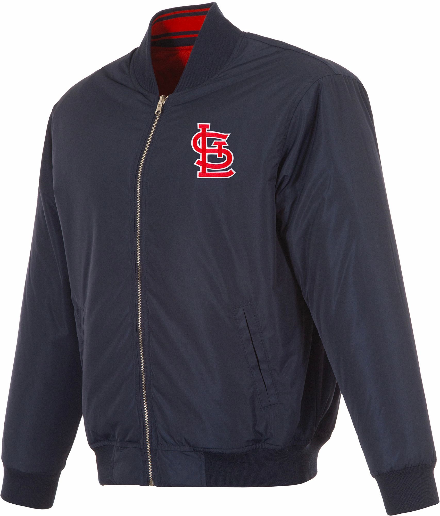 JH Design Men's St. Louis Cardinals Full-Zip Reversible Flight Navy Nylon Jacket product image