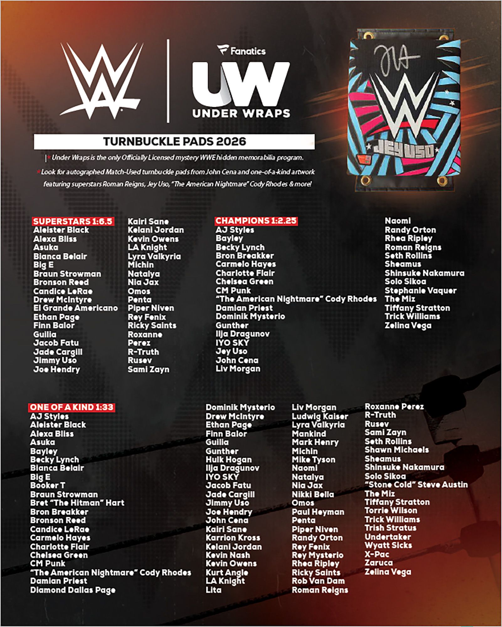 WWE 2026 Under Wraps Autographed Turnbuckle Pads product image