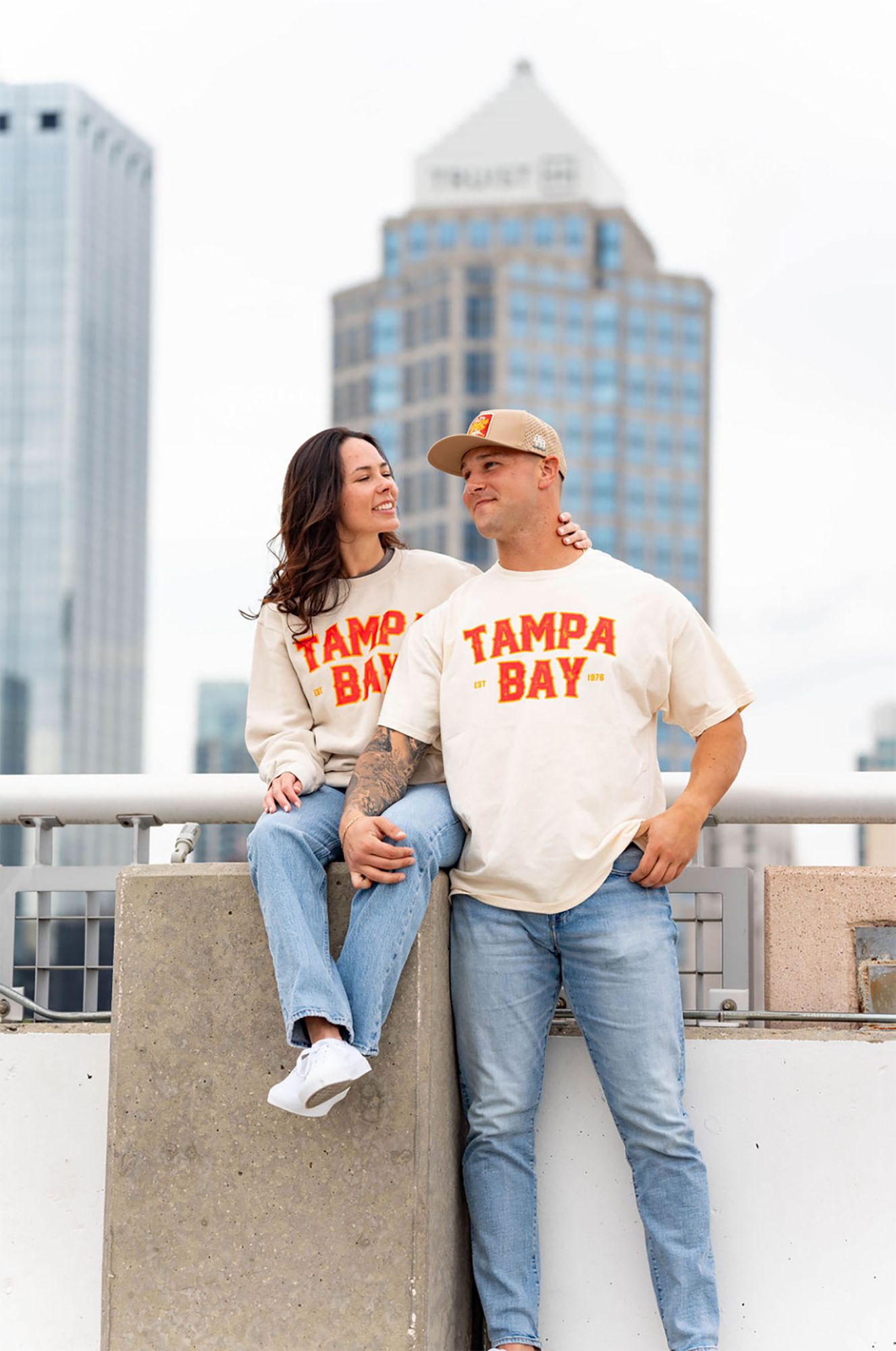 For the Bay Clothing Co. Adult Tampa Cream Football T-Shirt product image