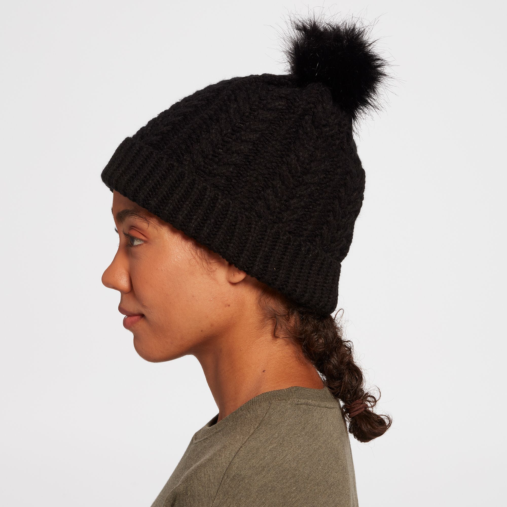 Northeast Outfitters Women's Cozy Cabin Cable Knit Fur Pom Hat product image