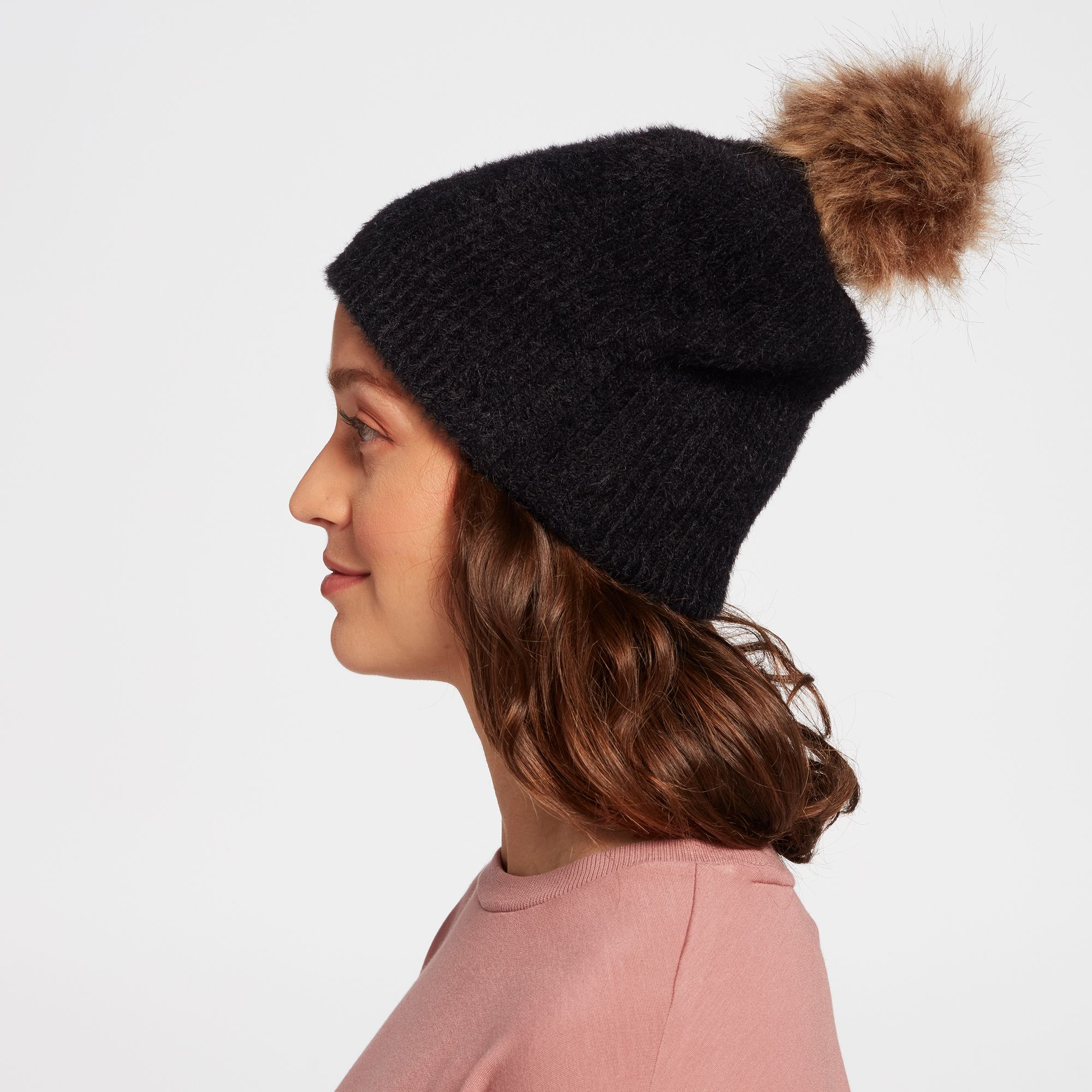Northeast Outfitters Cozy Brushed Ribbed Fur Pom Hat product image