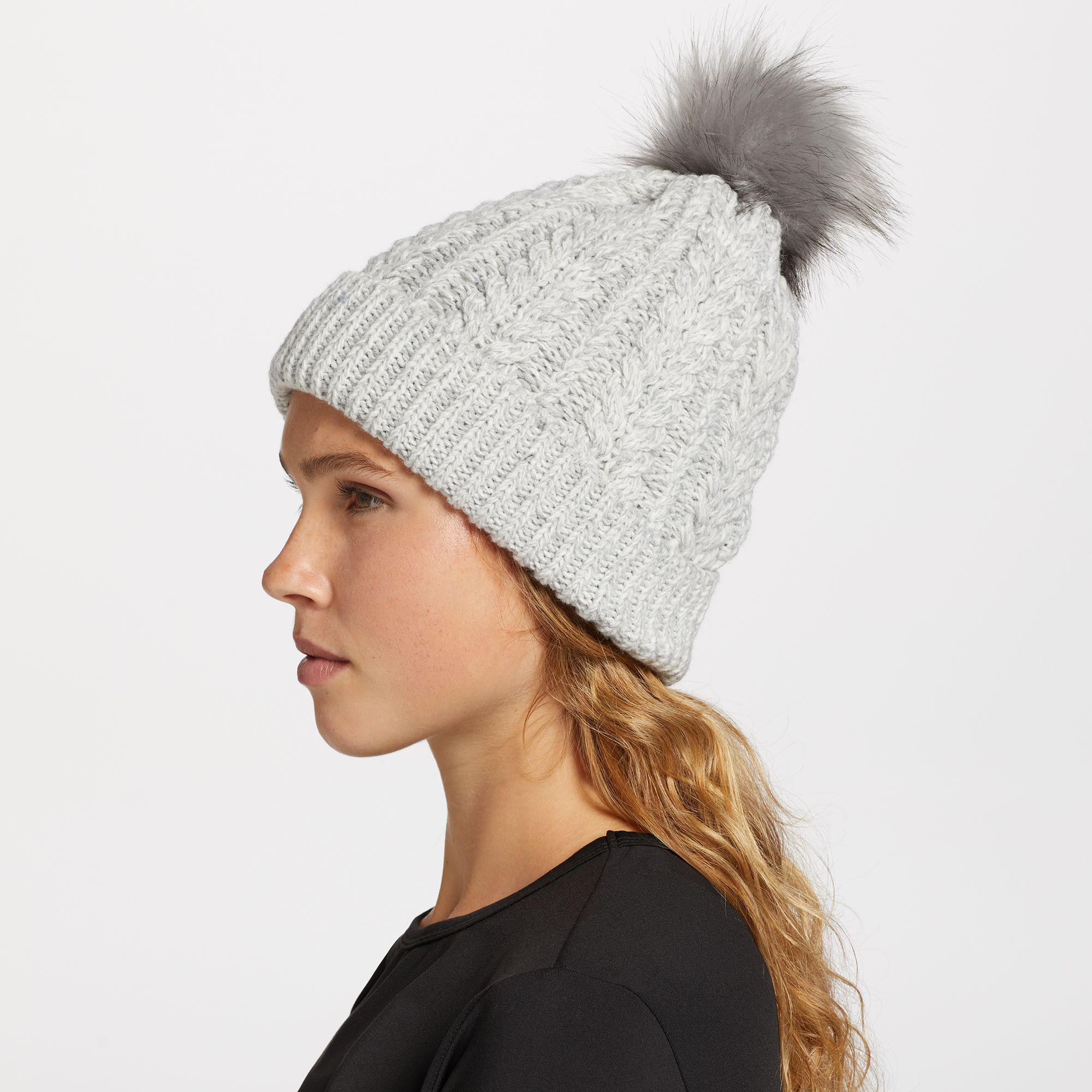 Northeast Outfitters Women's Cozy Cabin Cable Knit Fur Pom Hat product image