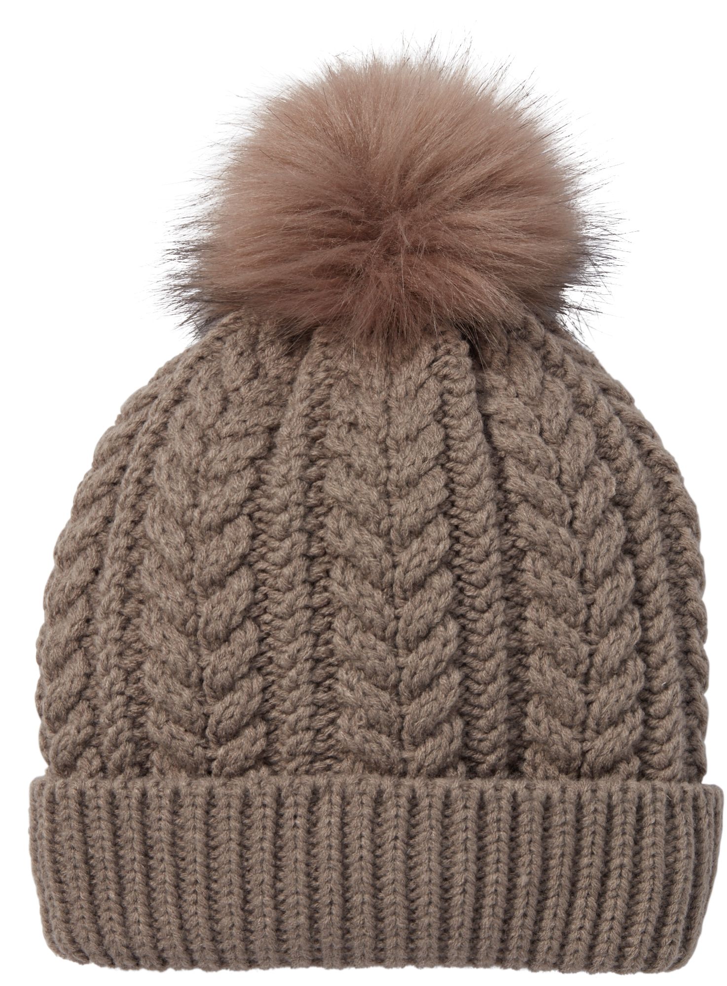Northeast Outfitters Women's Cozy Cabin Cable Knit Fur Pom Hat product image