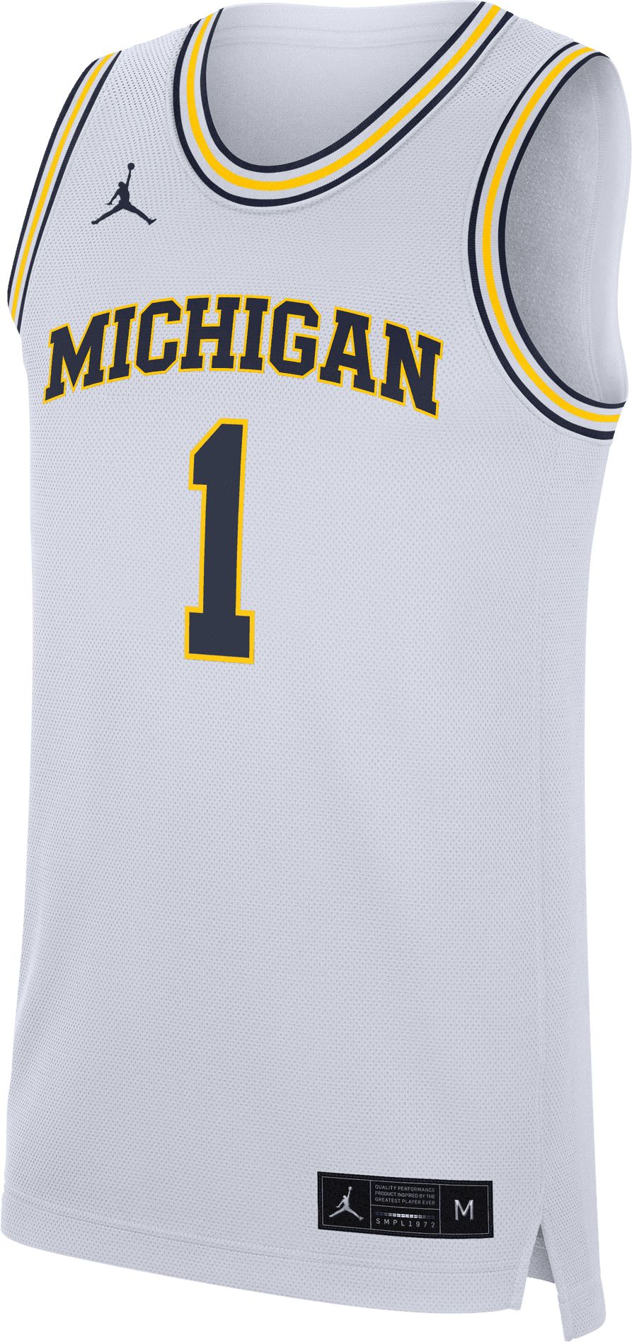 Jordan Men's Michigan Wolverines #1 White Replica Basketball Jersey