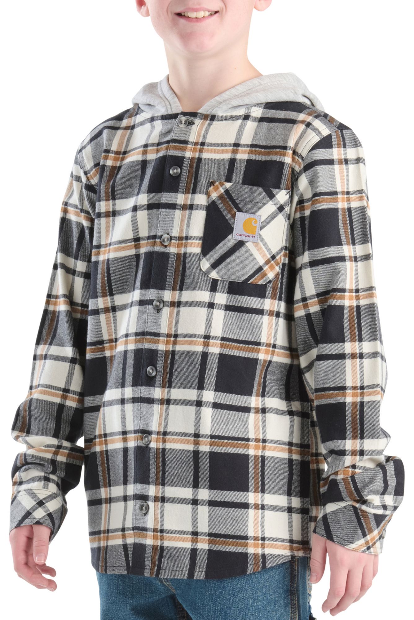 Carhartt Boys' Hooded Flannel Button-Front Long Sleeve Shirt product image