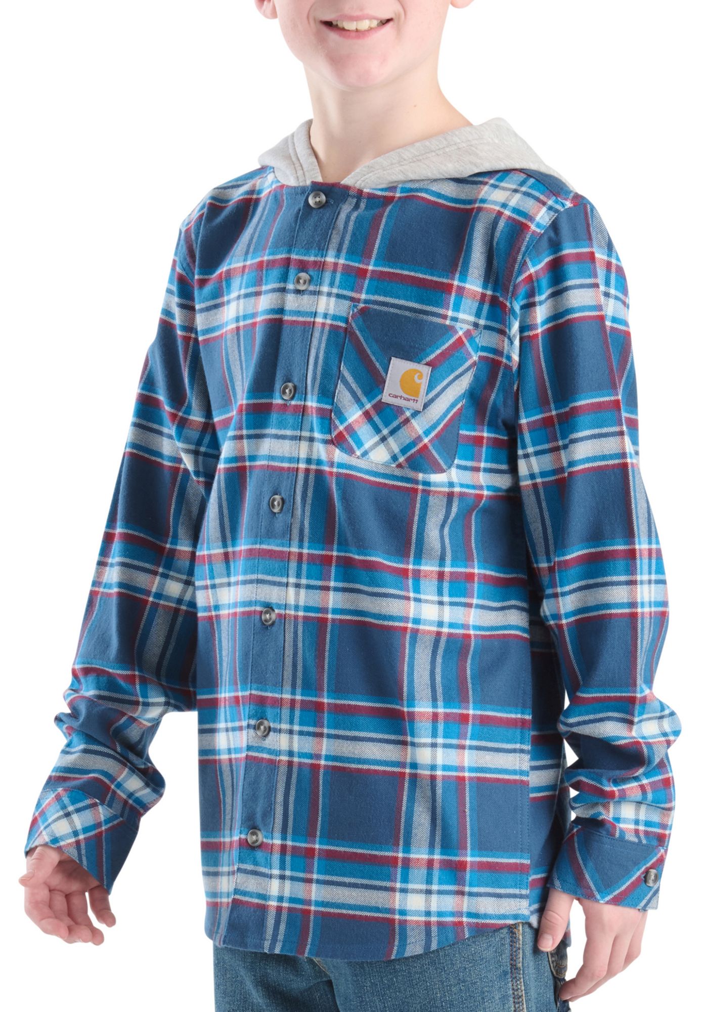 Carhartt Boys' Hooded Flannel Button-Front Long Sleeve Shirt product image