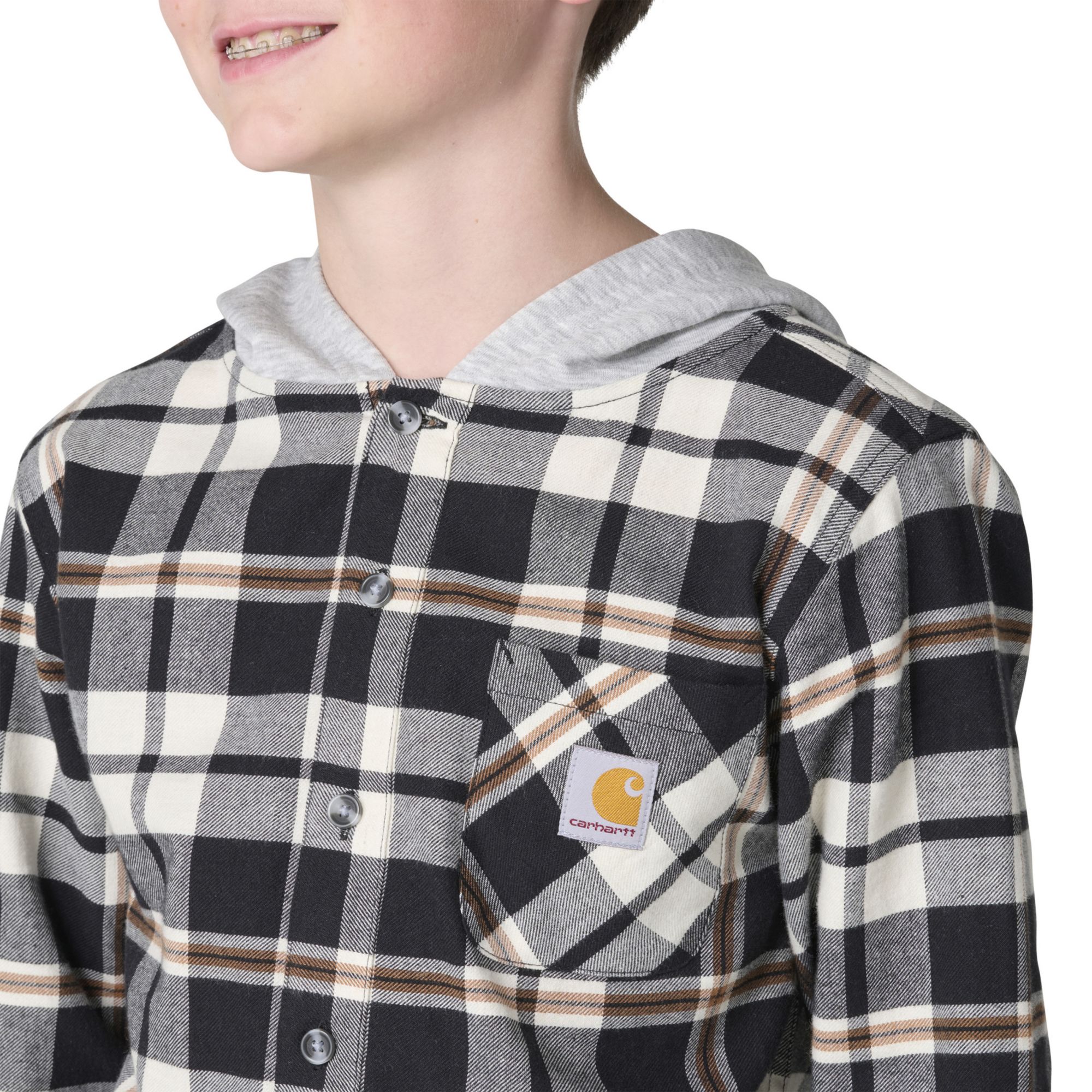 Carhartt Boys' Flannel Long-Sleeve Button-Front Hooded Shirt product image