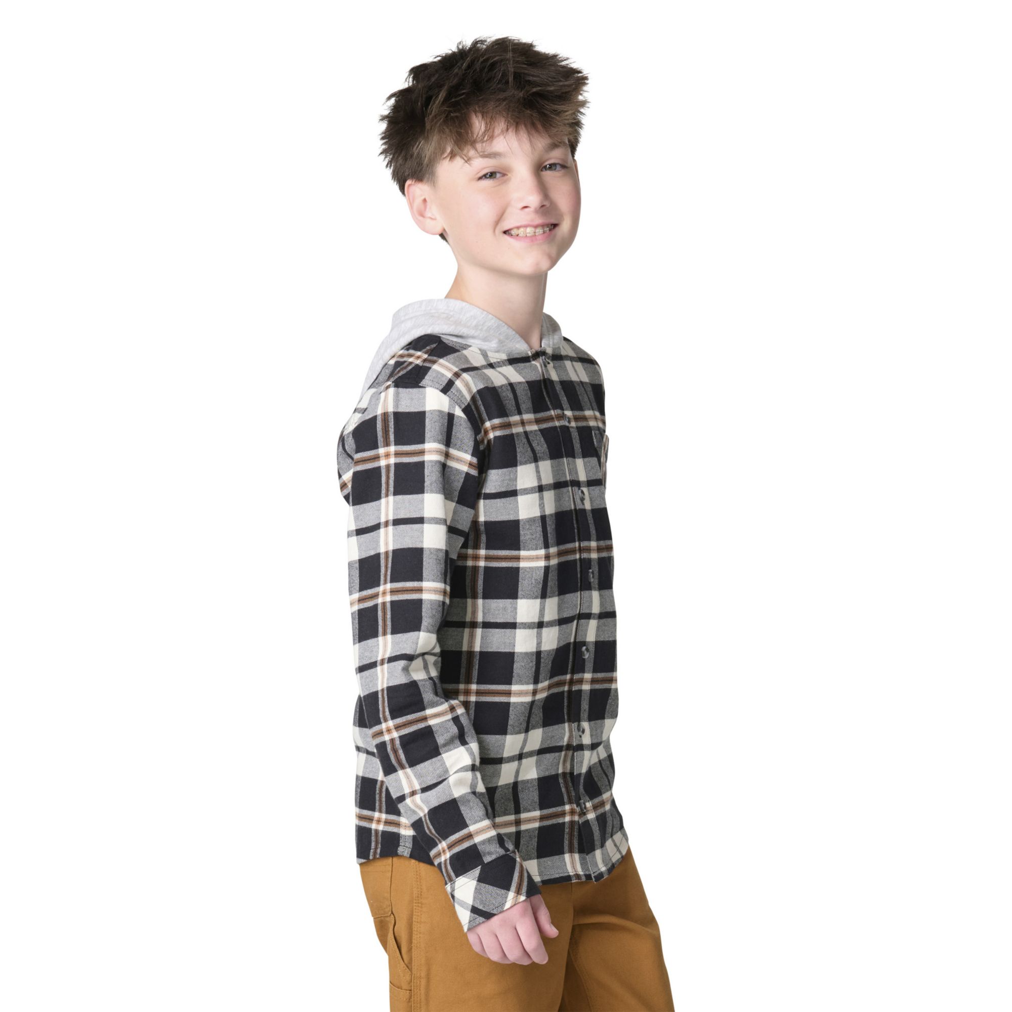 Carhartt Boys' Flannel Long-Sleeve Button-Front Hooded Shirt product image