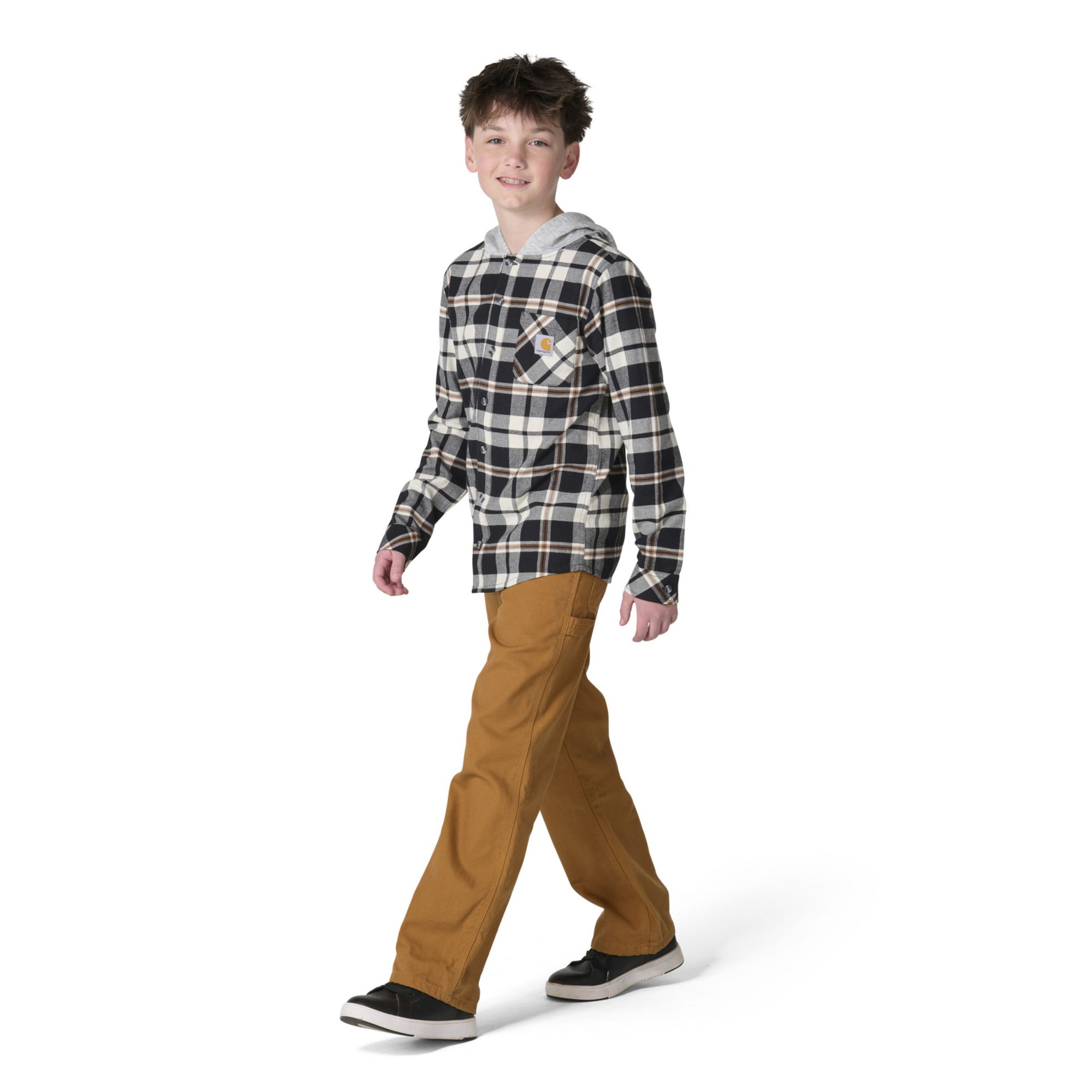 Carhartt Boys' Flannel Long-Sleeve Button-Front Hooded Shirt product image