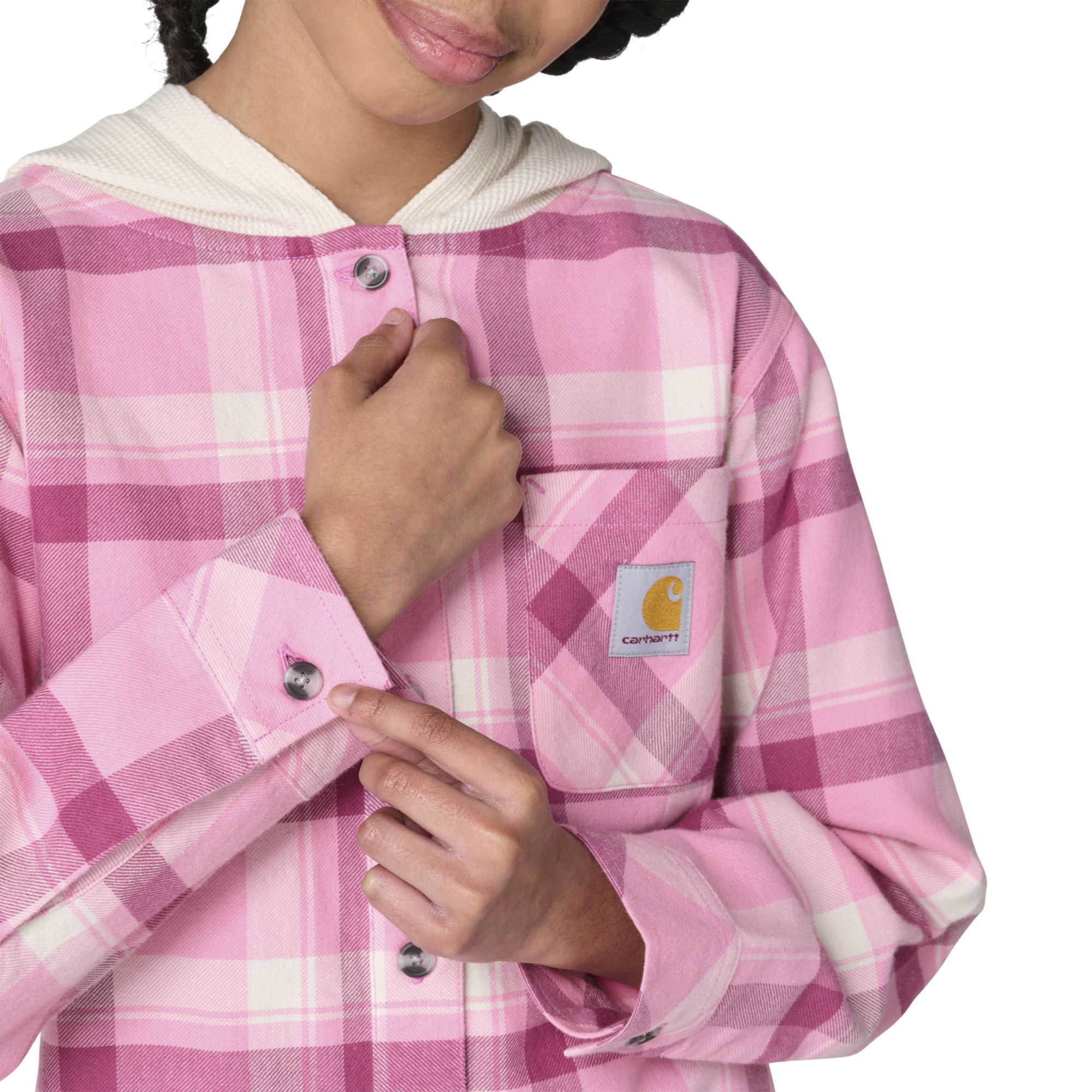 Carhartt Girls' Flannel Long-Sleeve Hooded Shirt product image