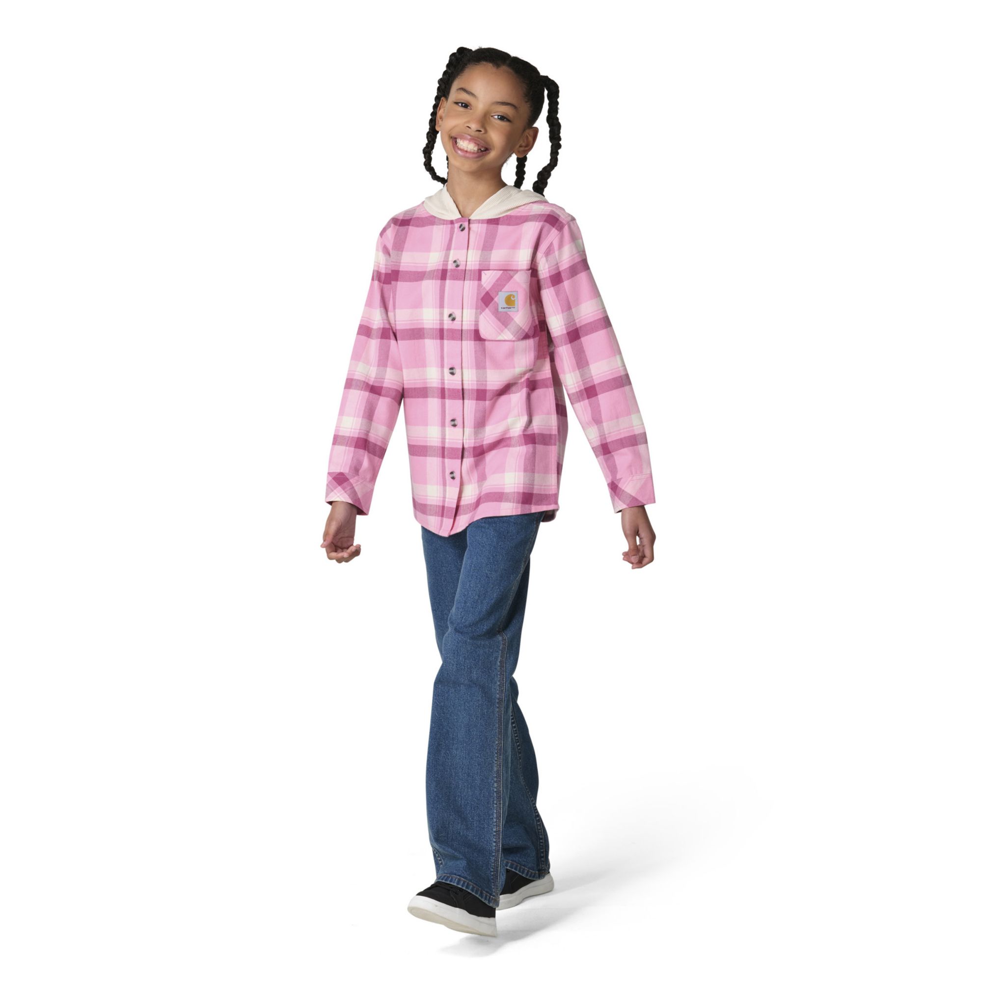 Carhartt Girls' Flannel Long-Sleeve Hooded Shirt product image