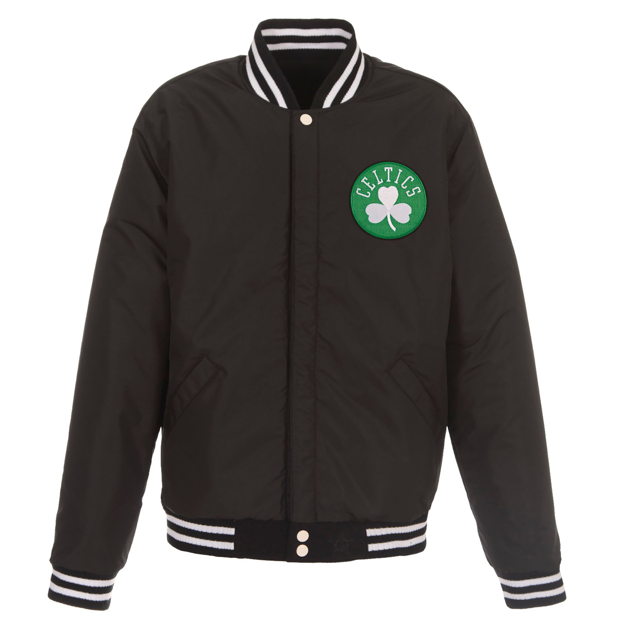 JH Design Men's Boston Celtics Black Varsity Jacket product image