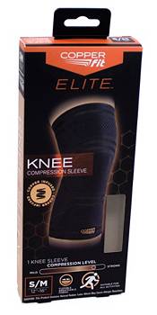 Copper Fit Elite Knee Compression Sleeve Knee Brace, Black (Large