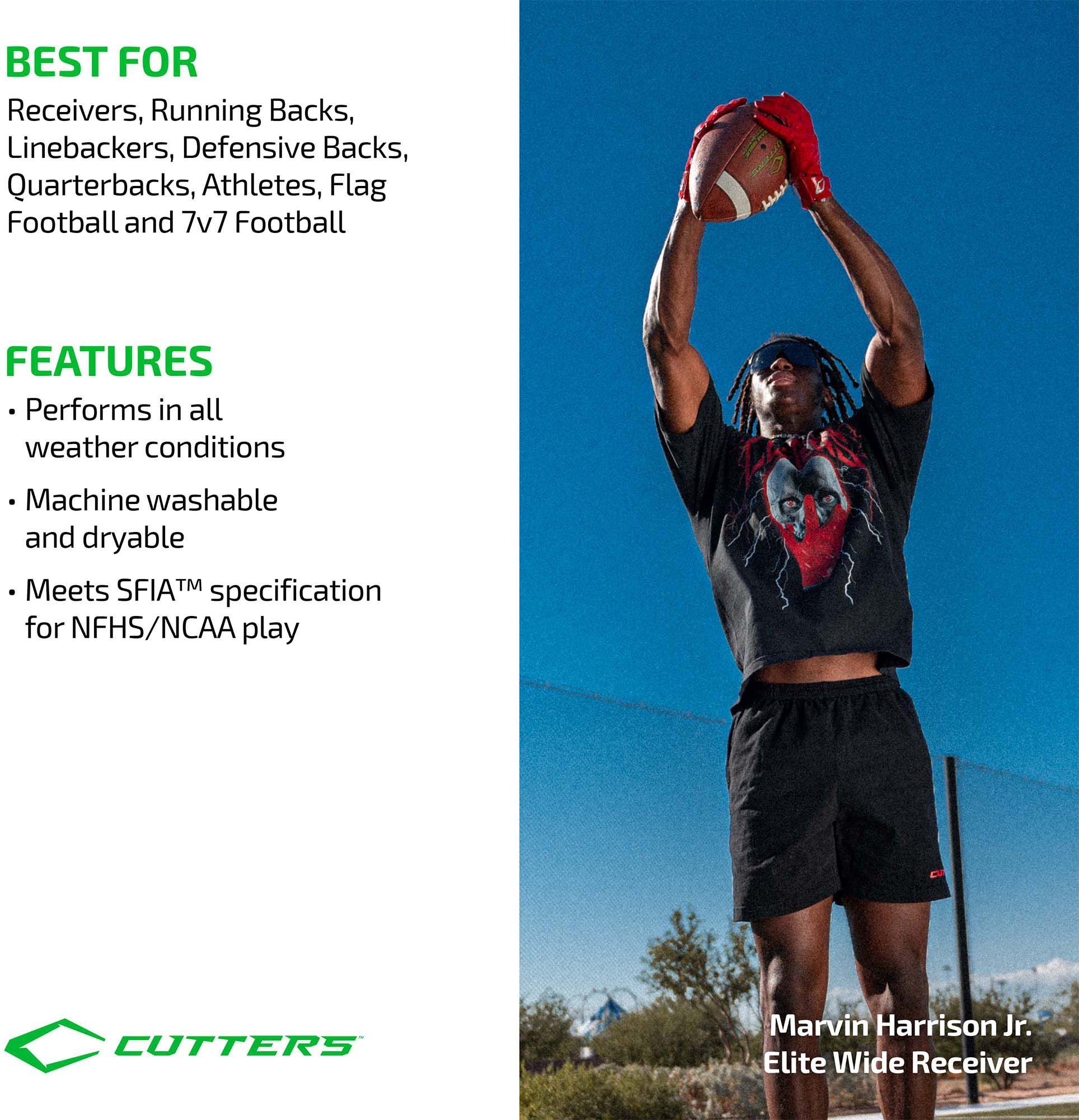 Cutters Youth Gameday Pro Receiver Football Gloves product image