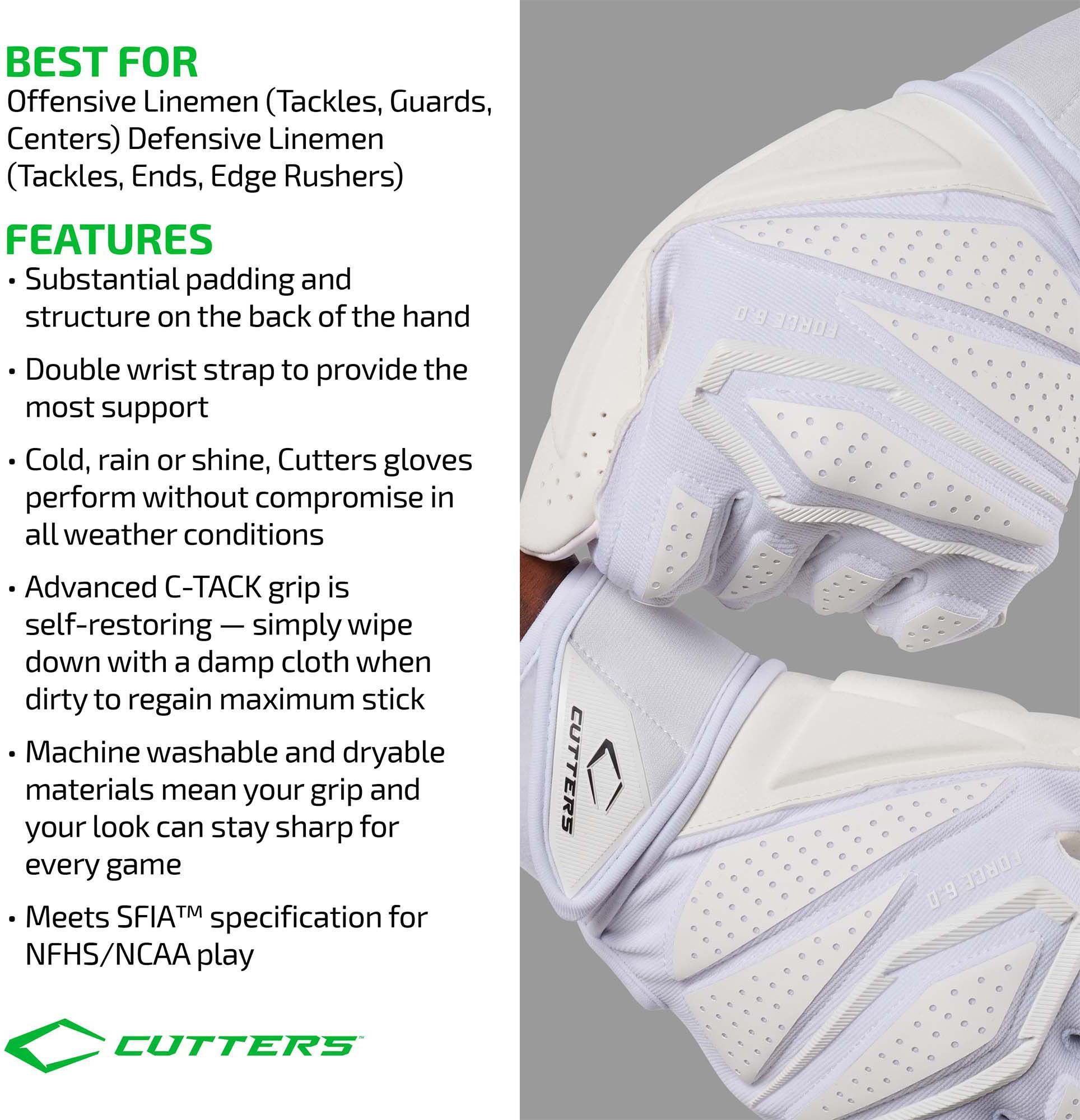 Cutters Force 6.0 Lineman Football Gloves product image