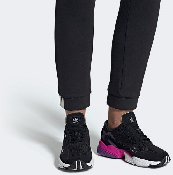 adidas women's black & pink falcon sneakers